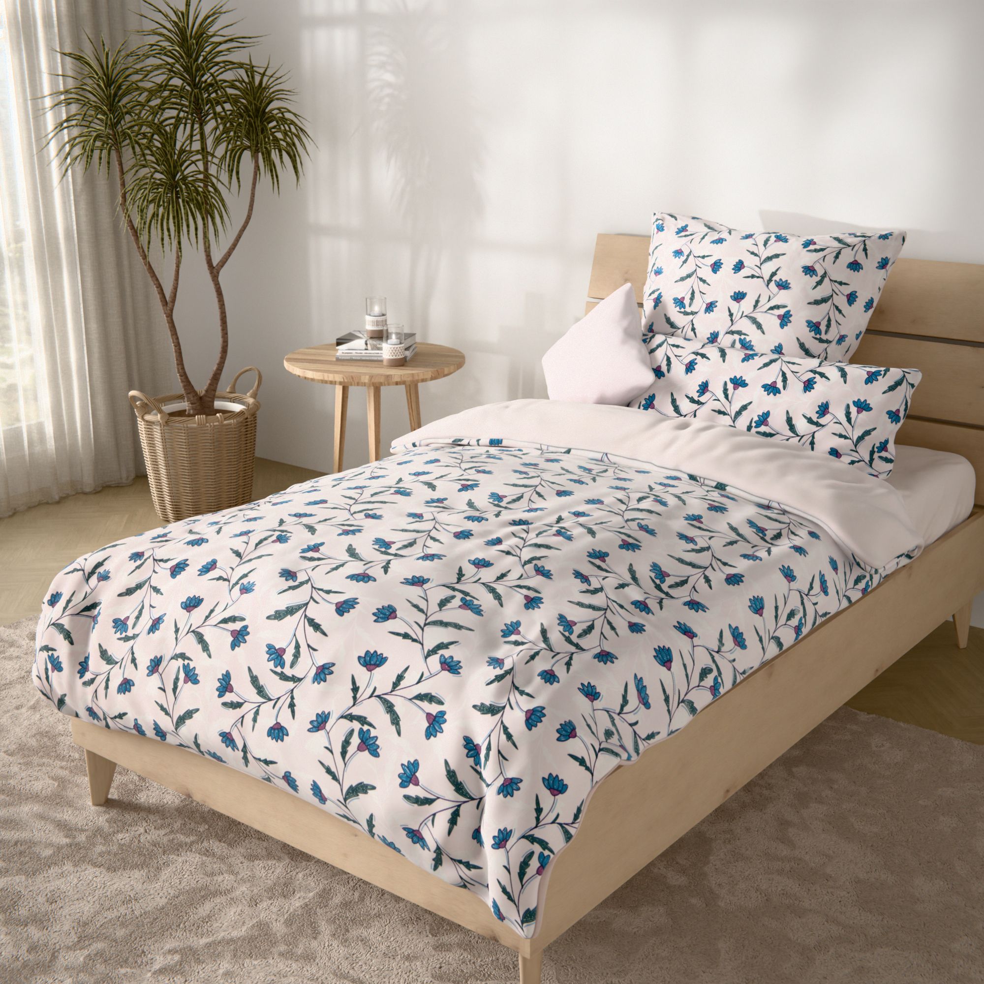 SOFT HARMONY Wendebettwäsche künstlerische Blumen Mikrofaser samtweich Einzelbett, 5tlg.