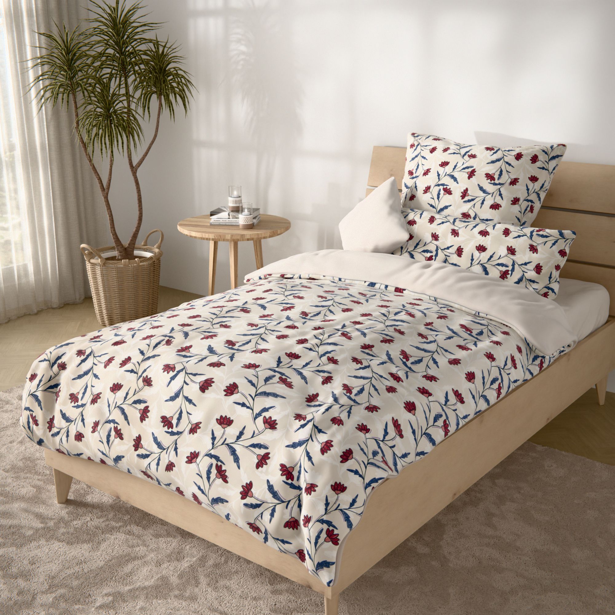 SOFT HARMONY Wendebettwäsche künstlerische Blumen Mikrofaser samtweich Einzelbett, 5tlg.