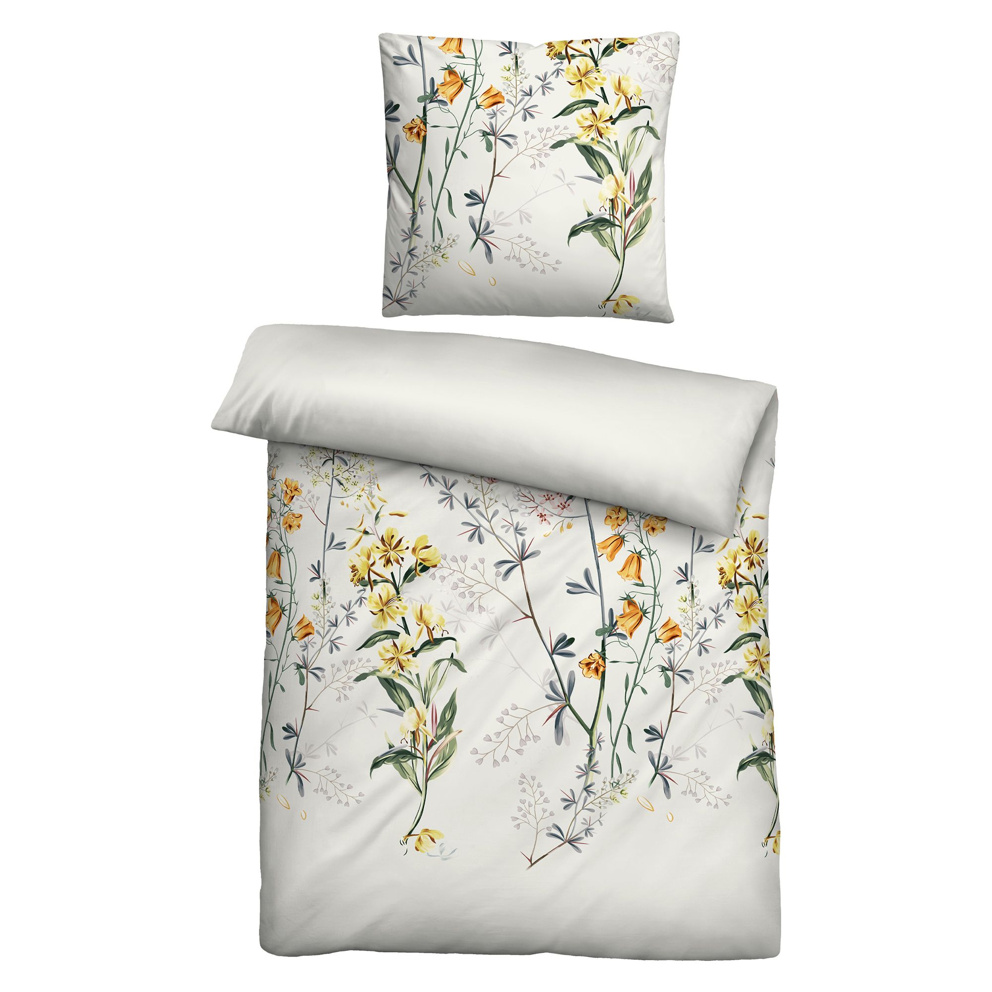 biberna® Wendebettwäsche Blumen Mako-Satin Einzelbett, 2tlg.