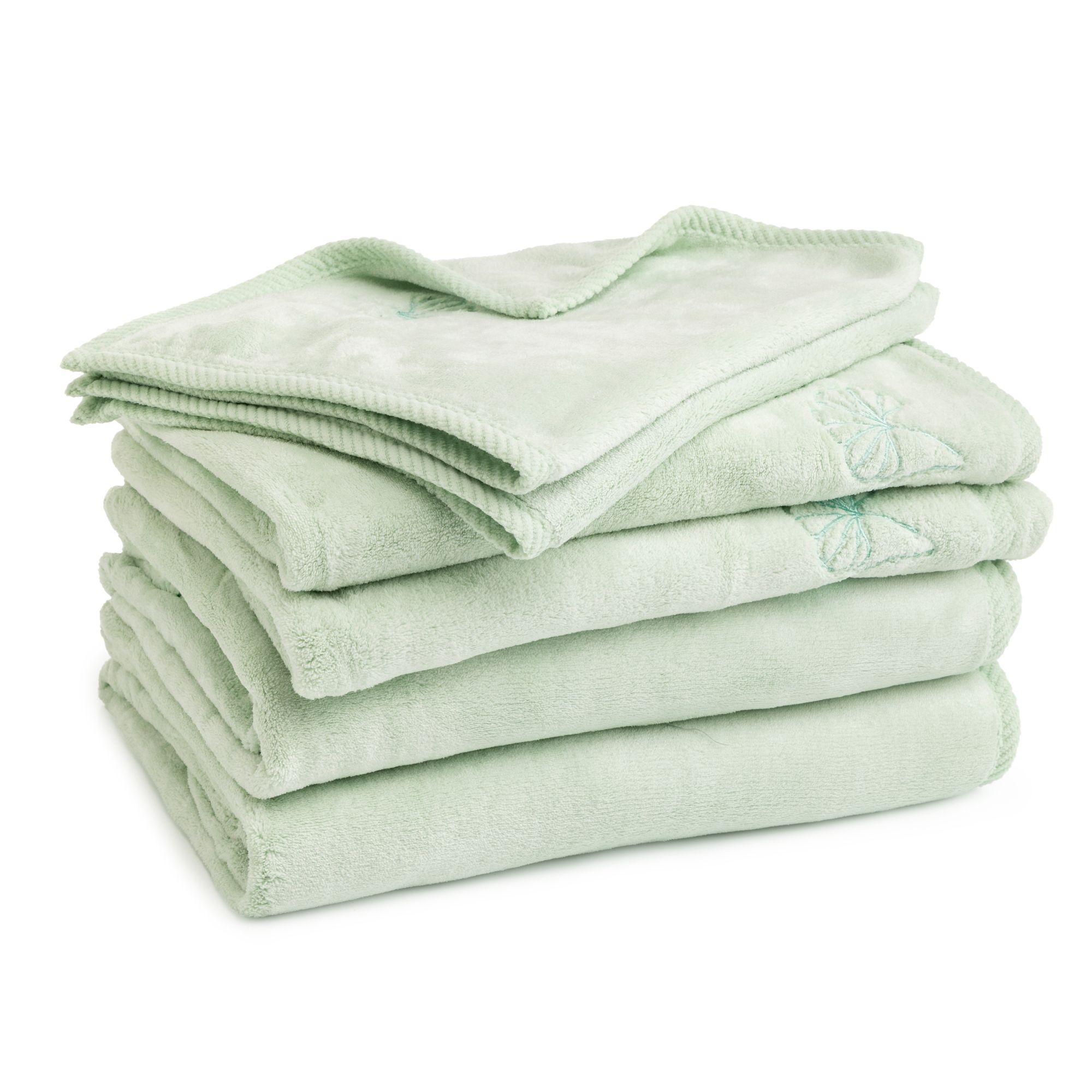 MONT CHALET Handtuch-Set, 6tlg. uni MF Kuschelplüsch Gingko-Stickerei