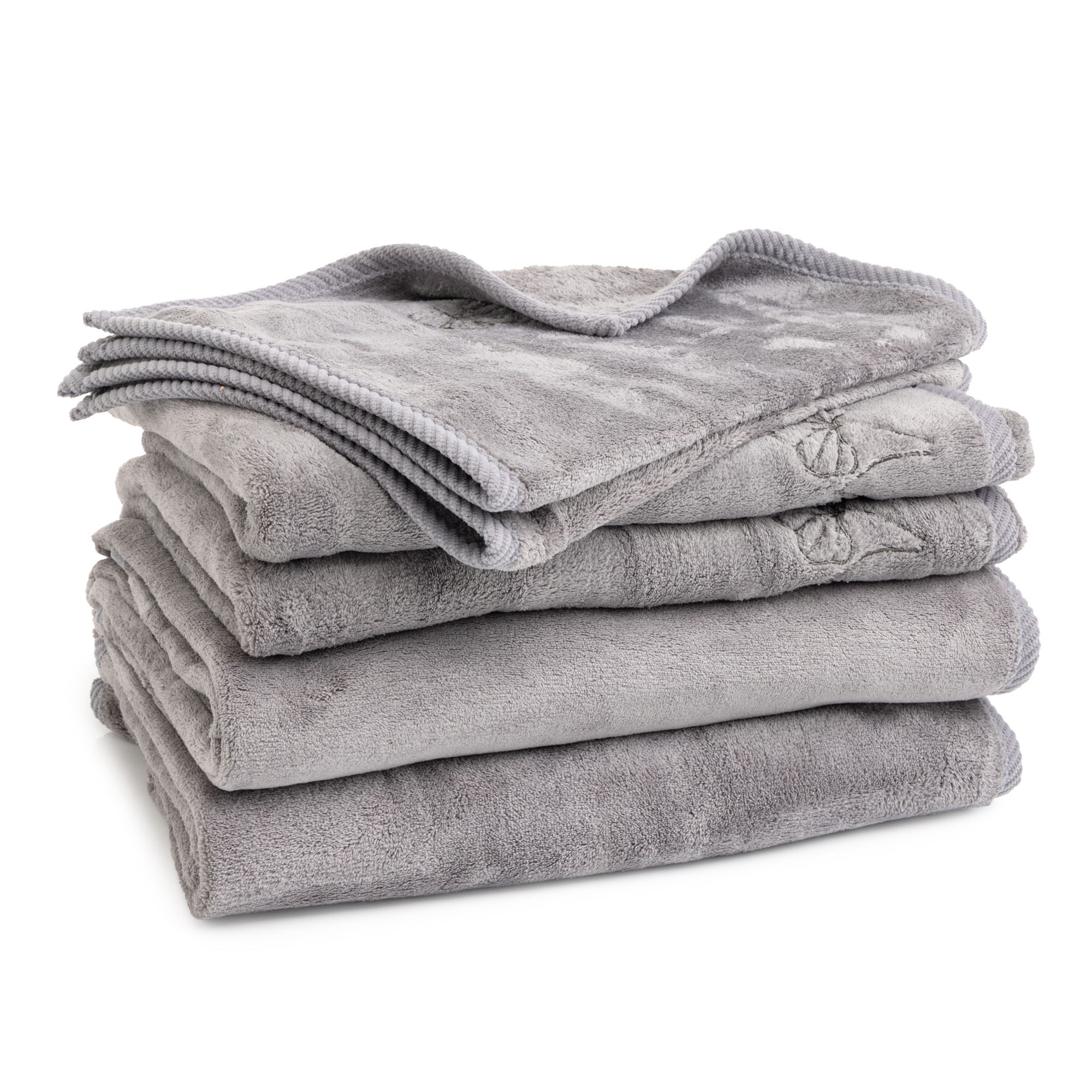 MONT CHALET Handtuch-Set, 6tlg. uni MF Kuschelplüsch Gingko-Stickerei