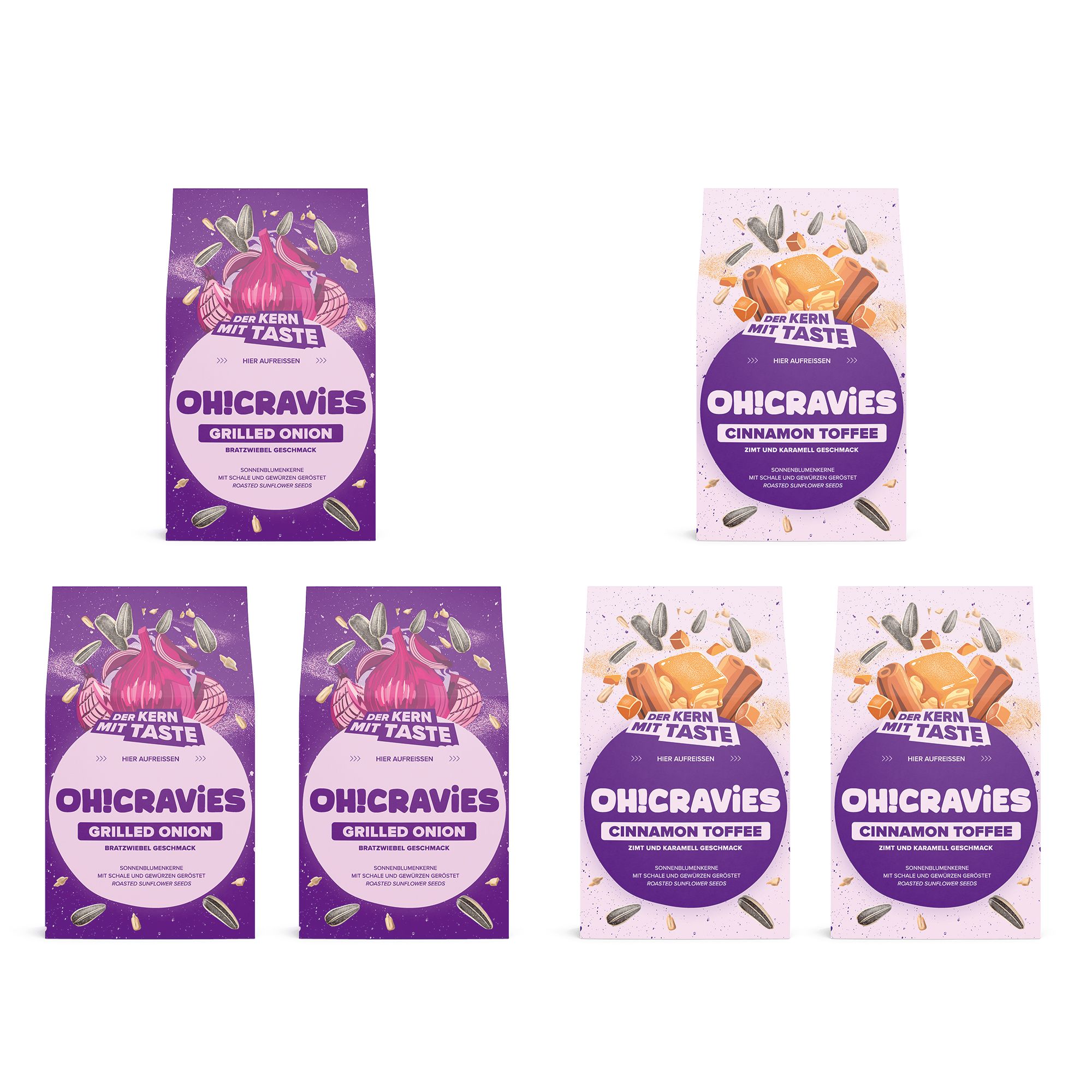  CRAVIES Sonnenblumenkerne mit Schale & Gewürzen geröstet 6x á 60g