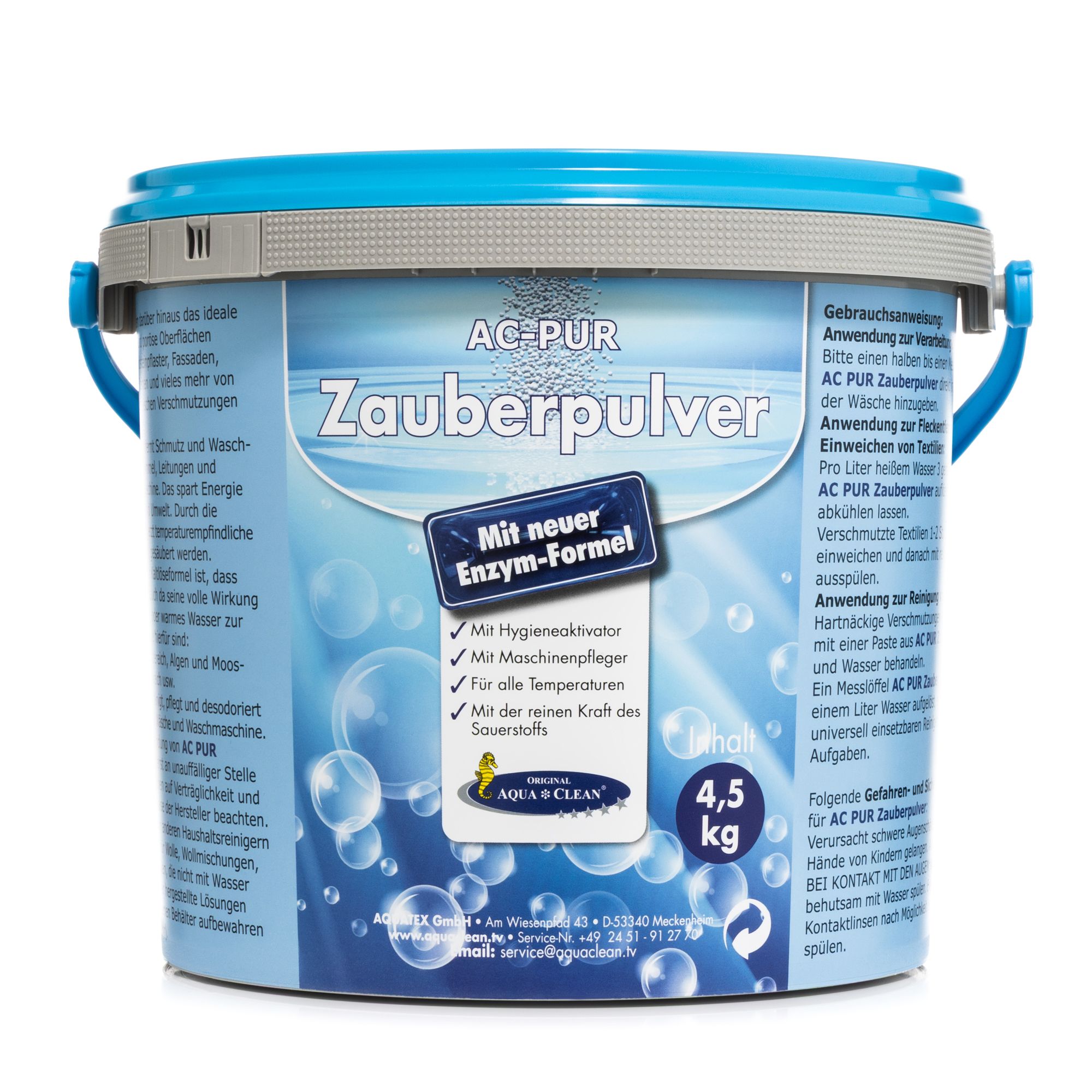 AQUA CLEAN PUR Zauberpulver Waschkraftverstärker mit extra Flecklösekraft, 4,5kg