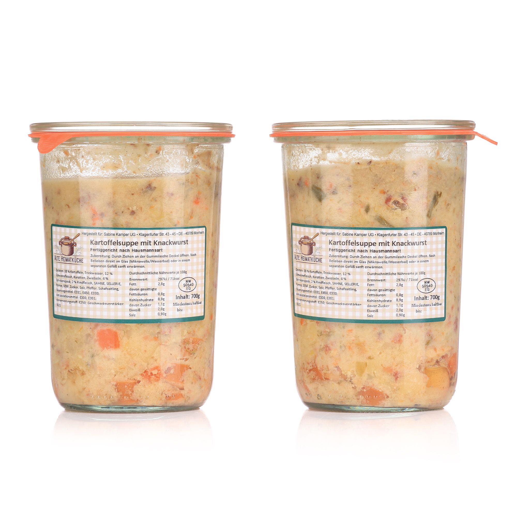 ALTE HEIMATKÜCHE Grünkohl und / oder Kartoffelsuppe mit Wurstbeilage 2x 700g ca. 4 Portionen