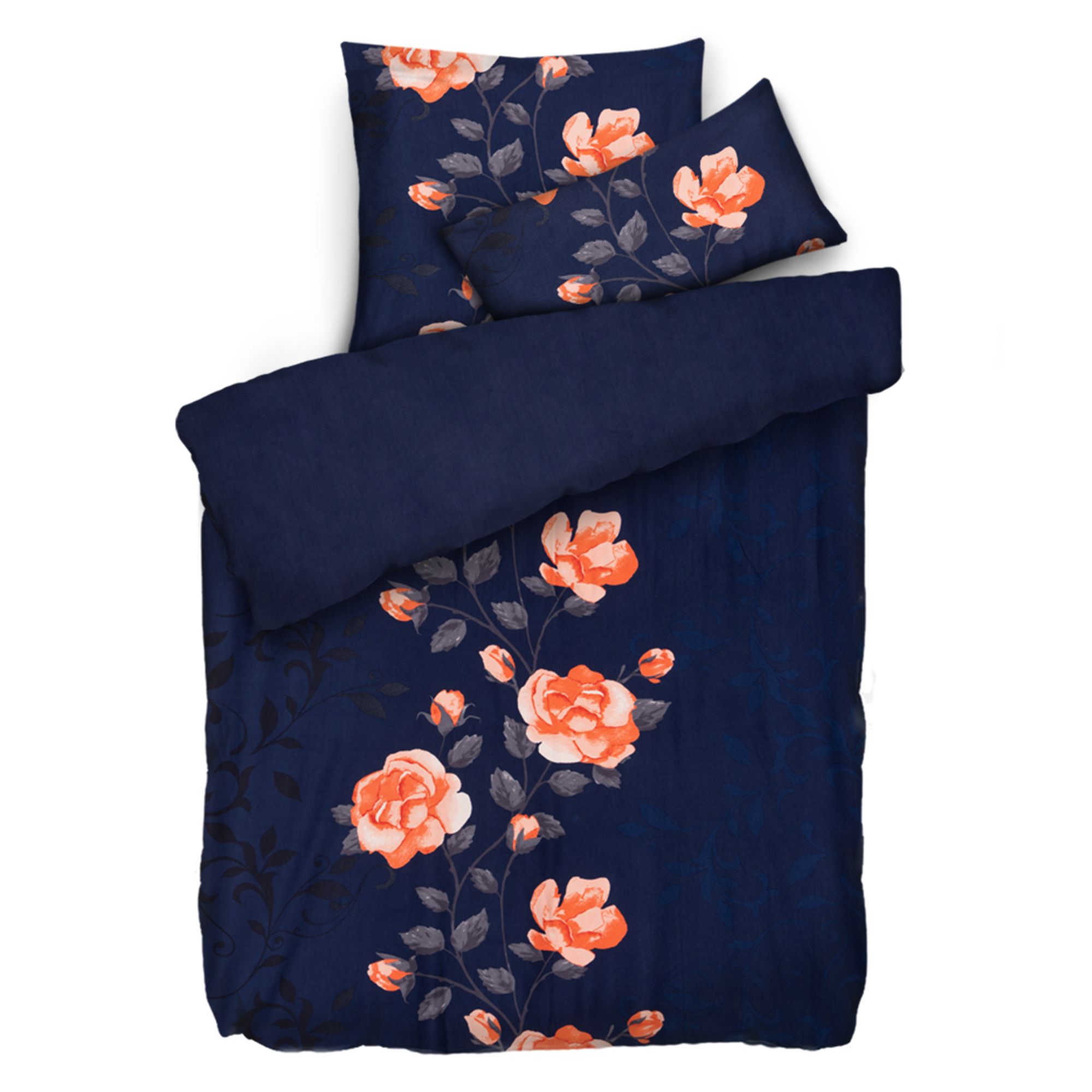 WINTERENGEL Premium Wendebettwäsche Ranke aus Rosen Mikrofaser Flanell Einzelbett, 3tlg.