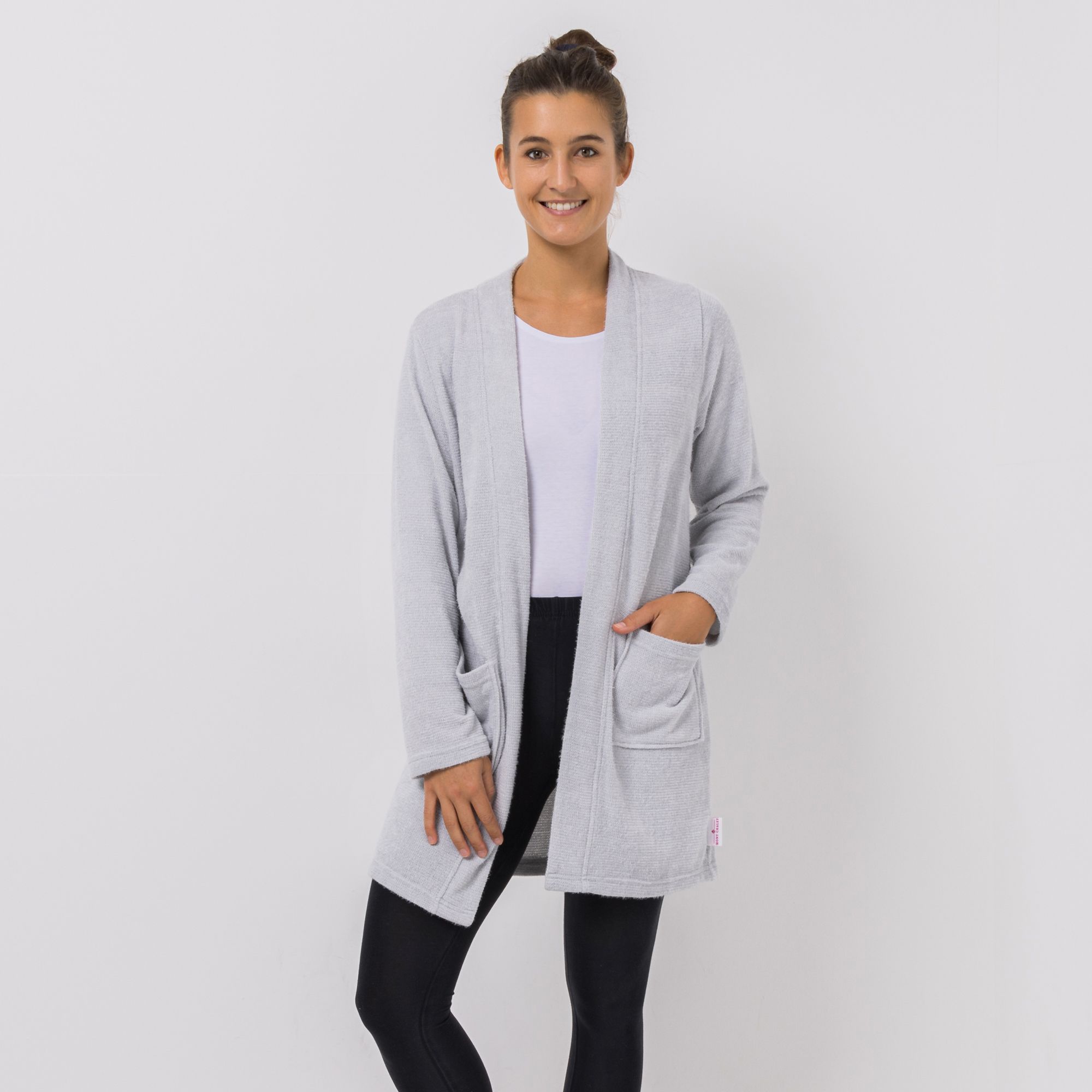 MONT CHALET Homewear-Cardigan uni Angora-Fellimitat hüftumspielend