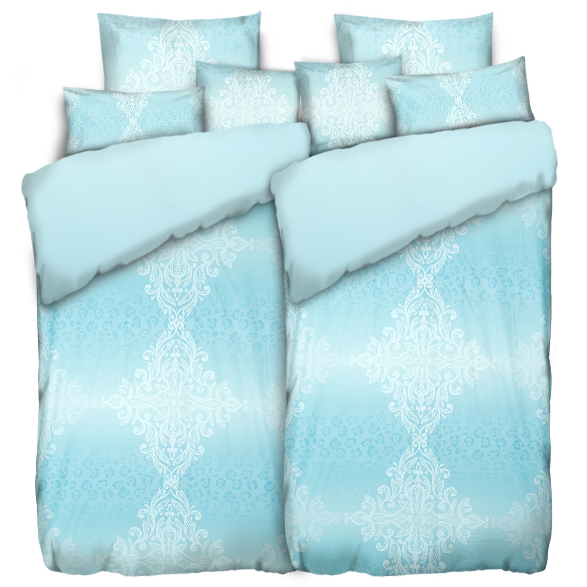 JERYMOOD Wendebettwäsche Leo-Ornament-Design Mikrofaser Jersey Doppelbett, 8tlg.