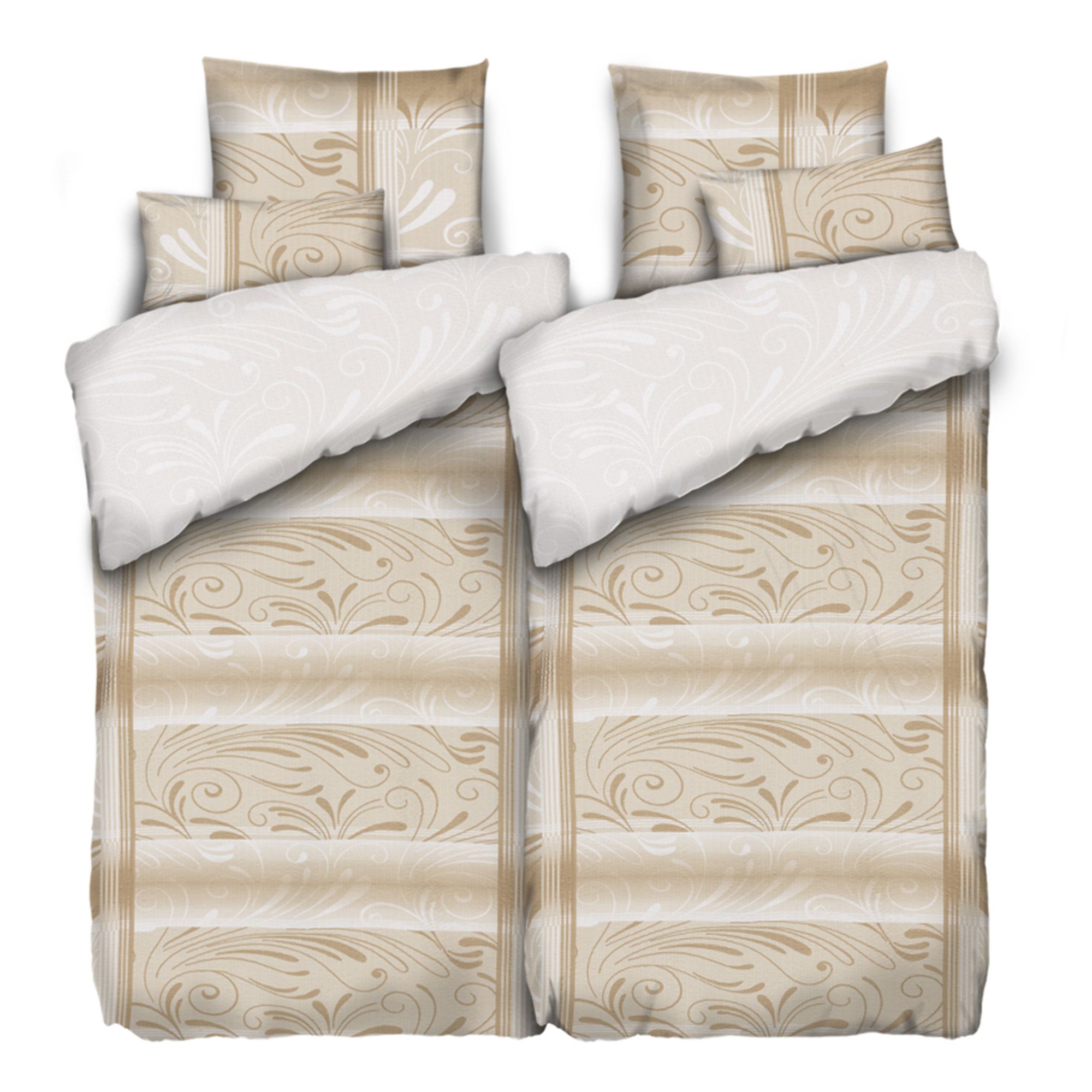 SOFT WAVE Wendebettwäsche Grafik & Ranken Mikrofaser Seersucker Doppelbett, 6tlg.