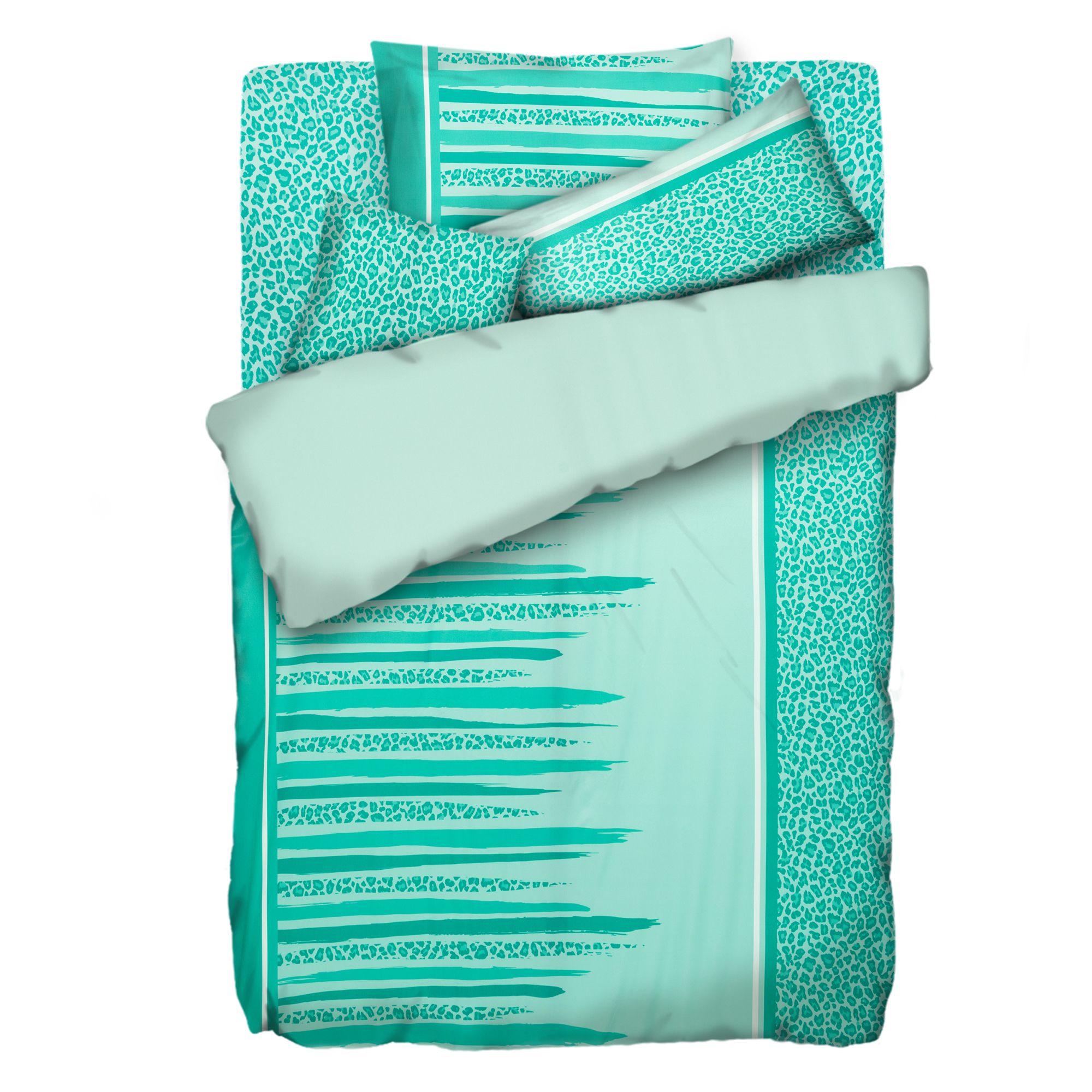 JERYMOOD Wendebettwäsche Leo-Spannbettlaken Mikrofaser Jersey Einzelbett, 5tlg.