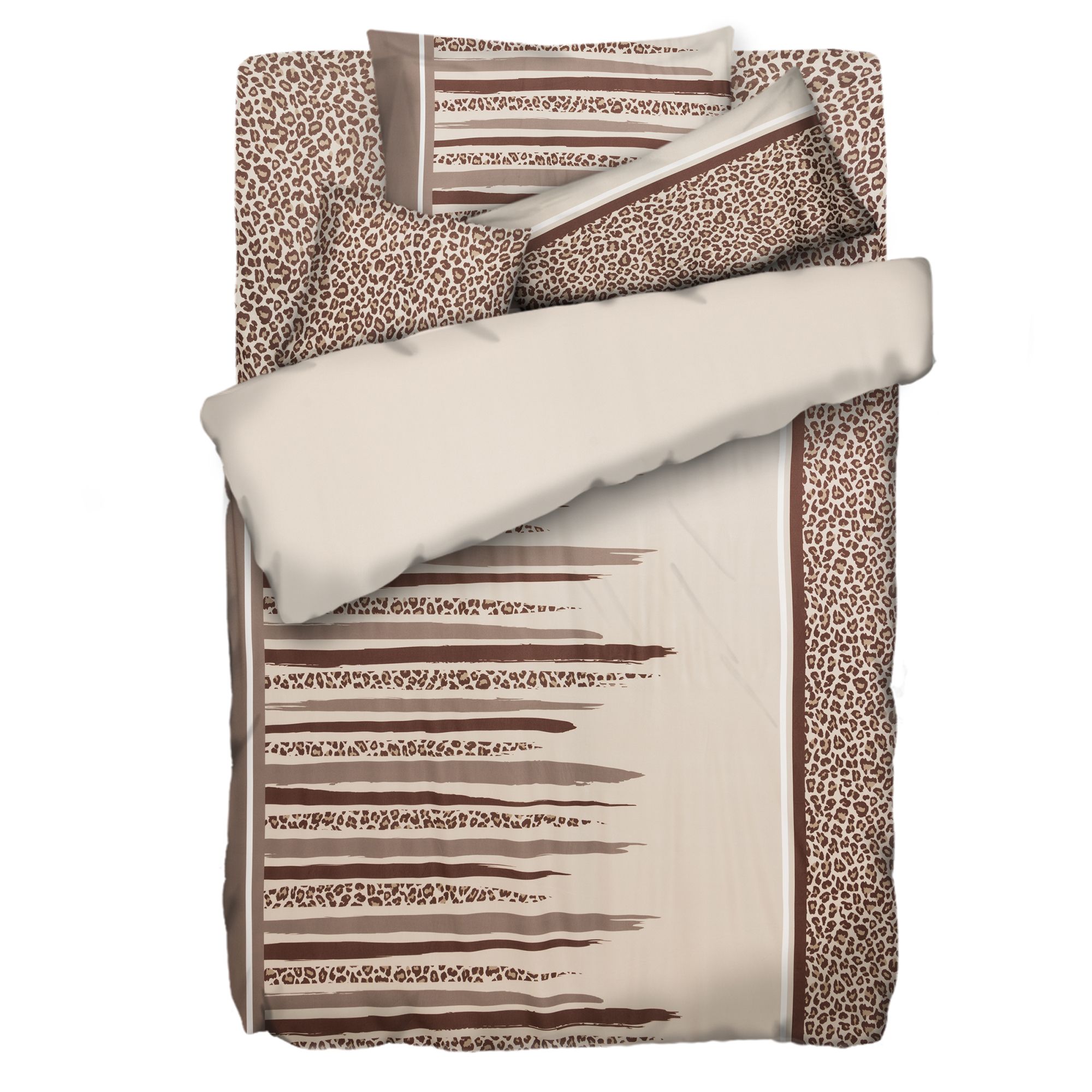 JERYMOOD Wendebettwäsche Leo-Spannbettlaken Mikrofaser Jersey Einzelbett, 5tlg.