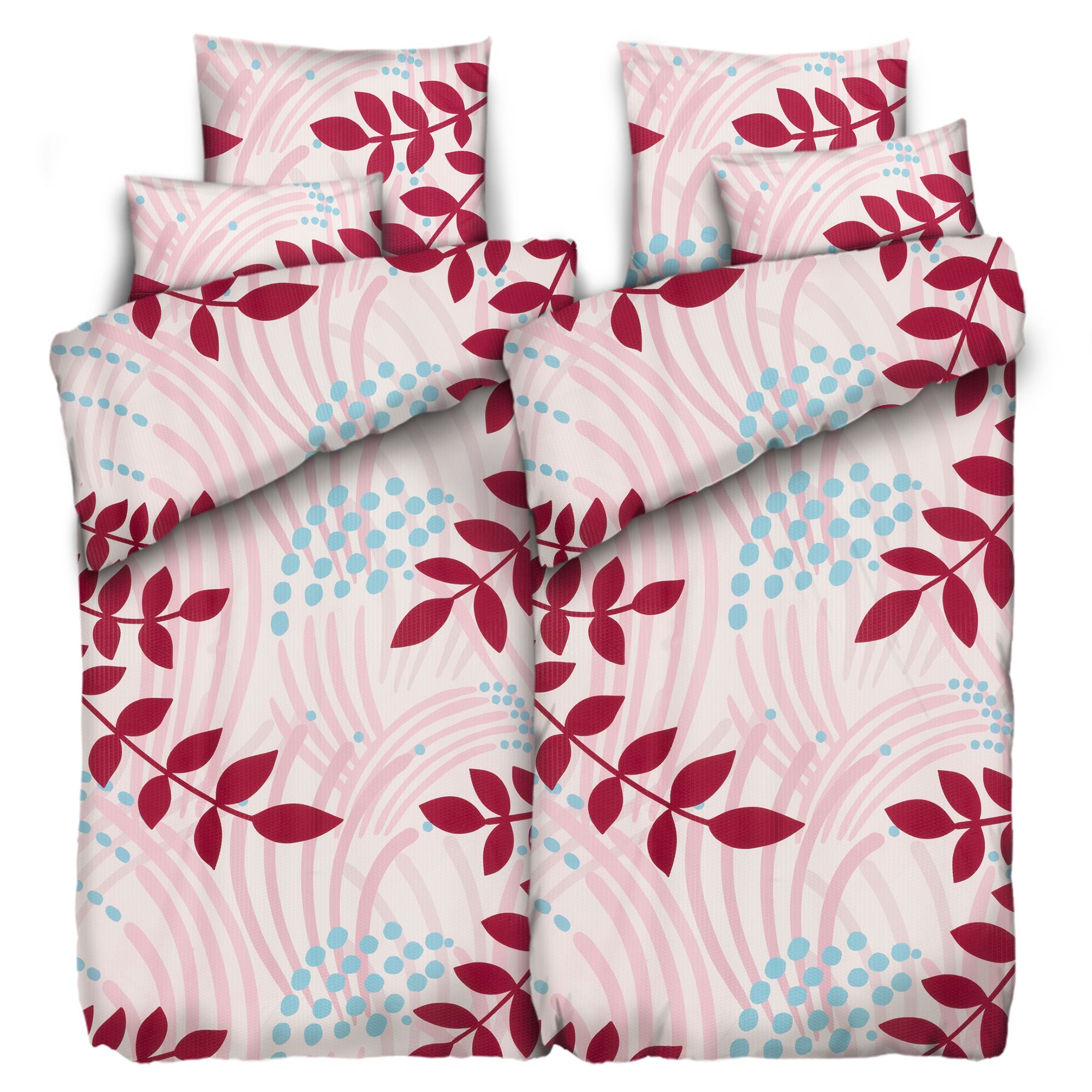 SOFT WAVE Bettwäsche Ranken & Blätter Mikrofaser Seersucker Doppelbett, 6tlg.