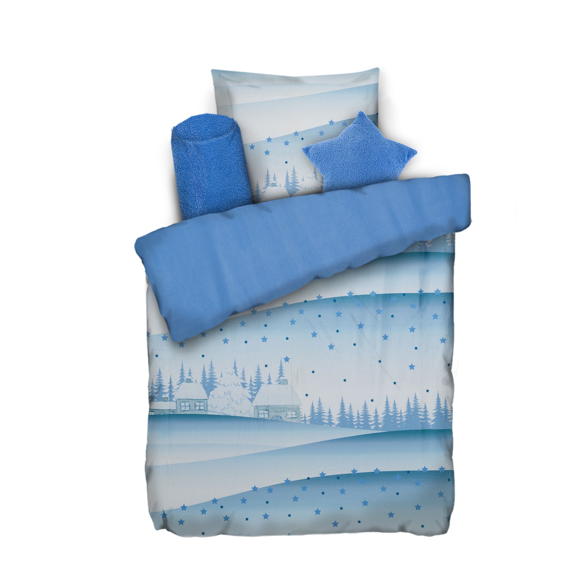 WINTERENGEL Wendebettwäsche Winterwelt Mikrofaser Flanell Einzelbett, 4tlg.