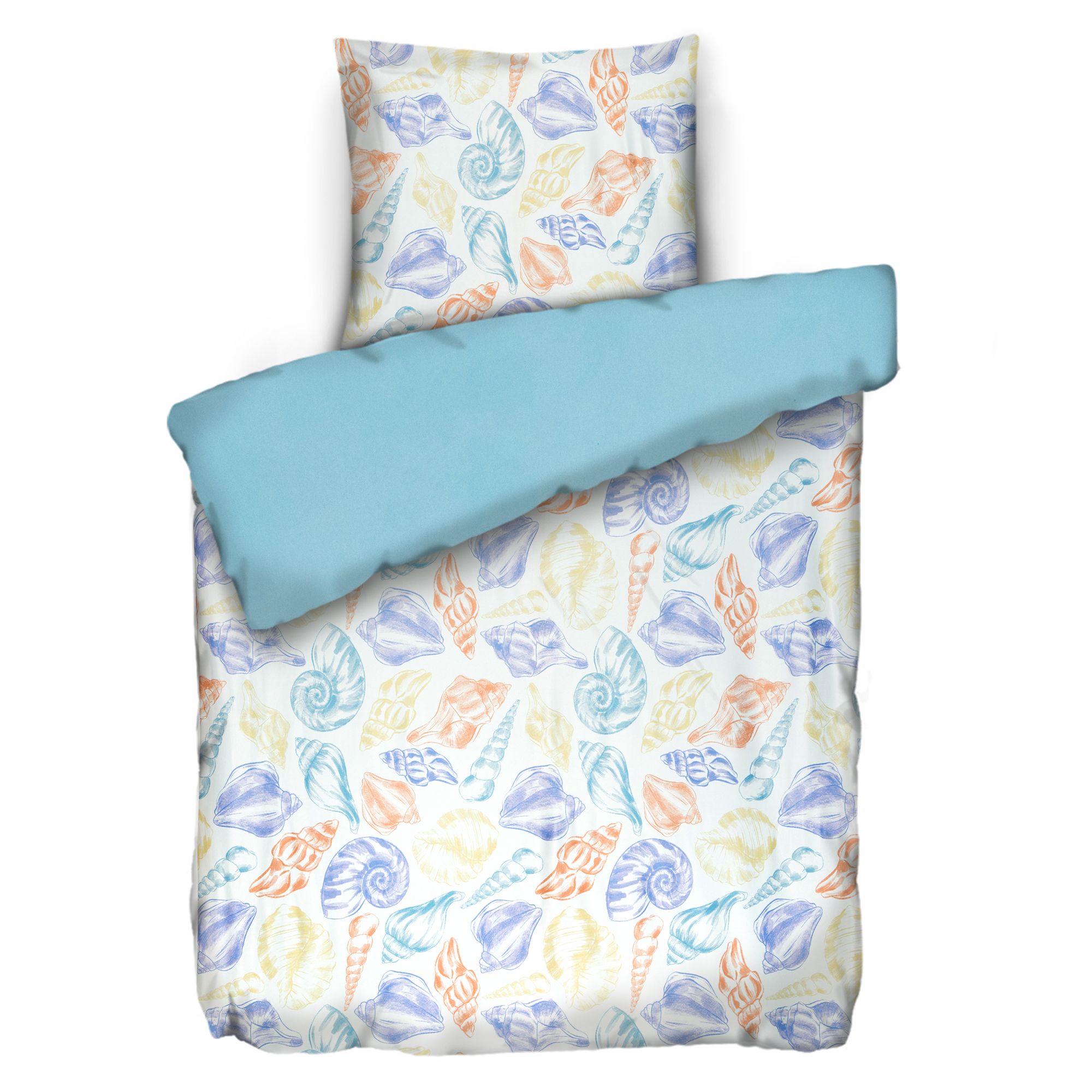 JERYMOOD Wendebettwäsche Muscheldesign Mikrofaser Jersey Einzelbett, 2tlg.