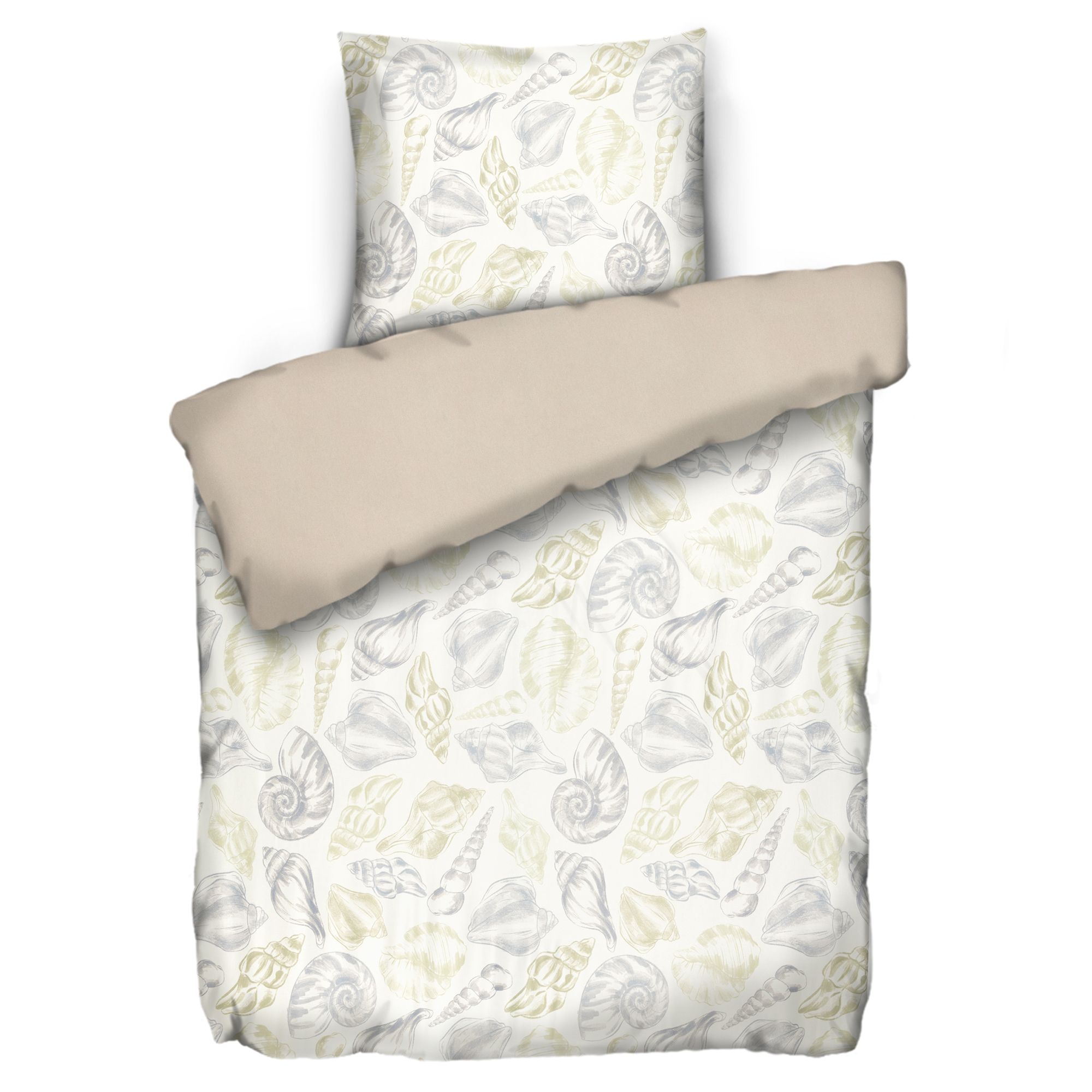 JERYMOOD Wendebettwäsche Muscheldesign Mikrofaser Jersey Einzelbett, 2tlg.