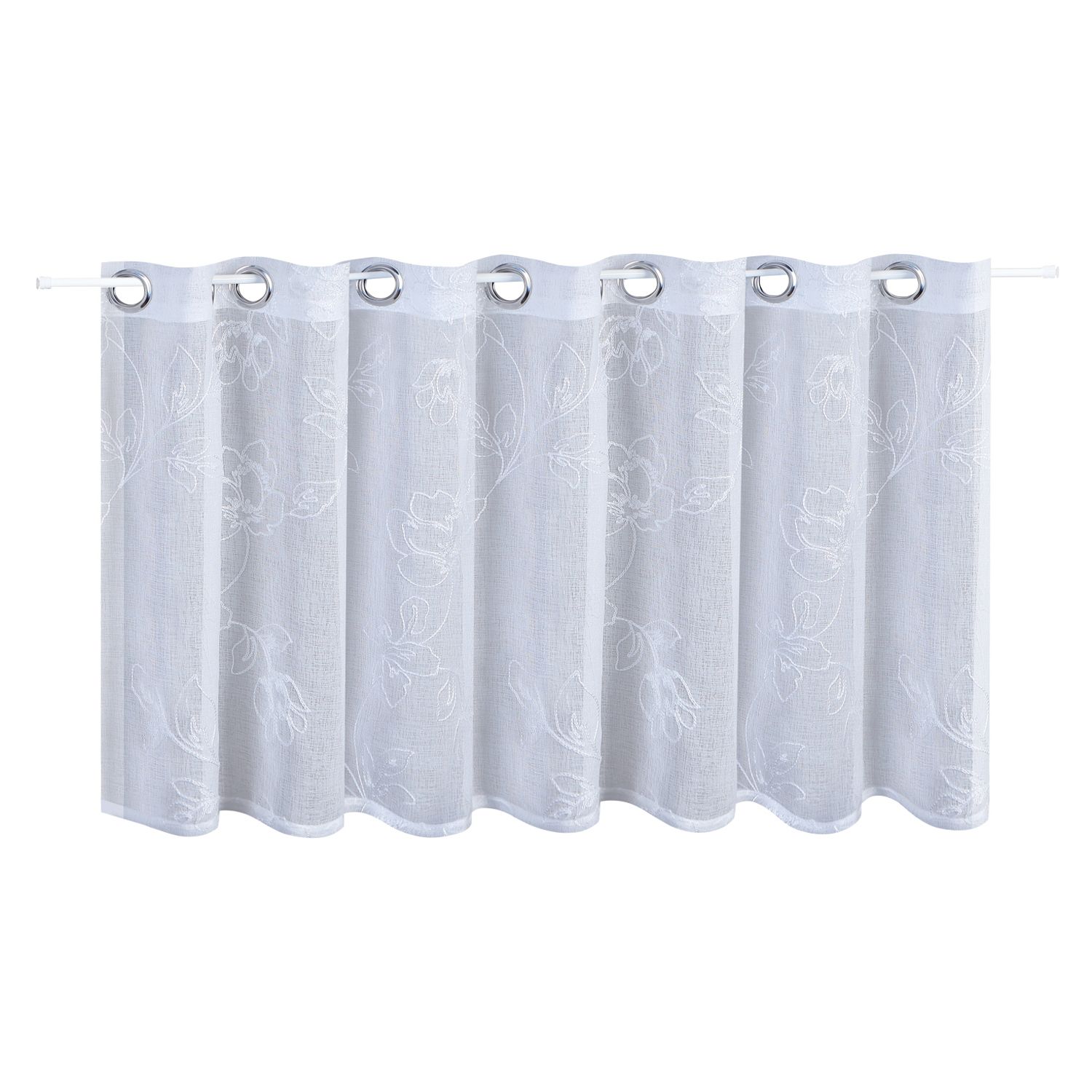 Happy Home Gardine Ivy Transparent | Voile-Stoff Mit Ornament-Muster | 150x50cm | Mit Schlaufen