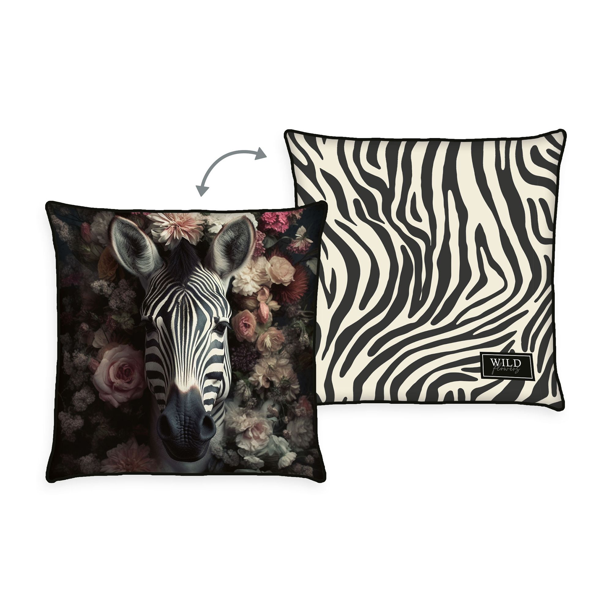 home® Edition by HERDING Kissen Wild Flowers Zebra gefüllt, wendbar waschbar