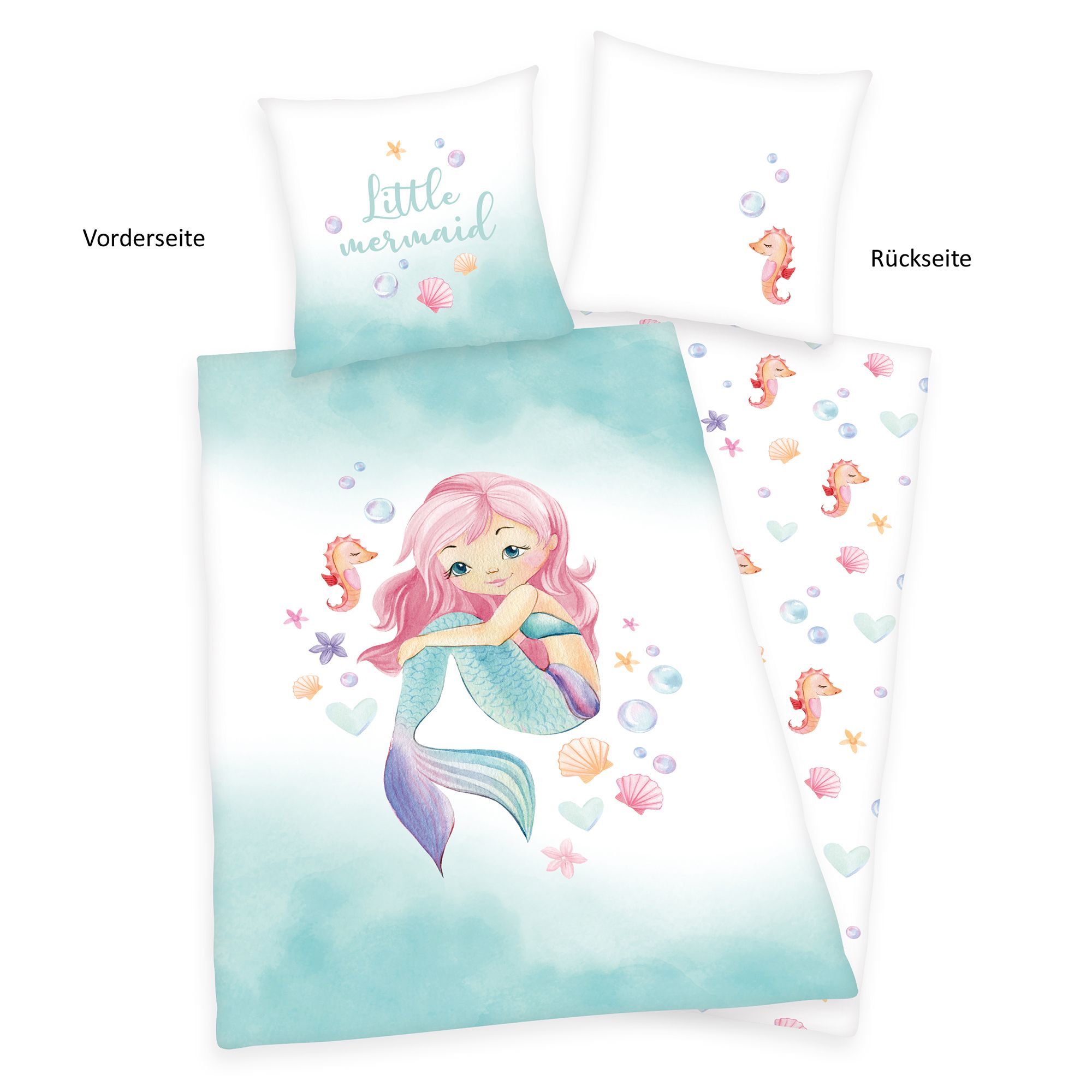 Young Collection Wendebettwäsche kleine Meerjungfrau Baumwoll Renforcé Einzelbett, 2tlg.
