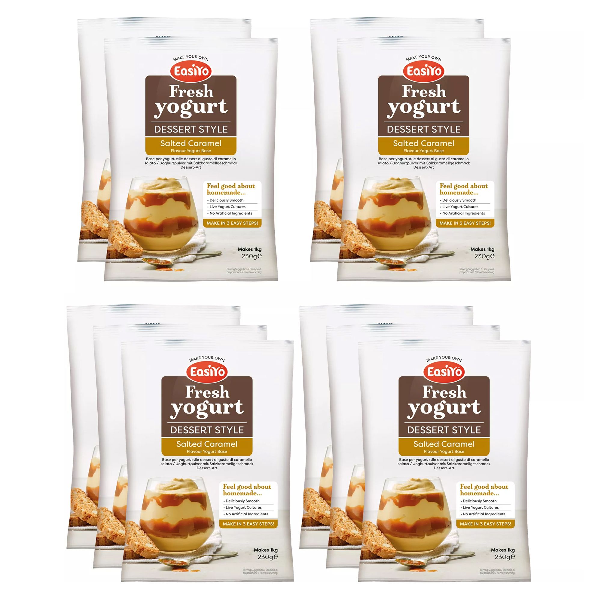 EASIYO Joghurtpulver 10 Beutel für 10kg Joghurt, sortenrein Salted Caramel