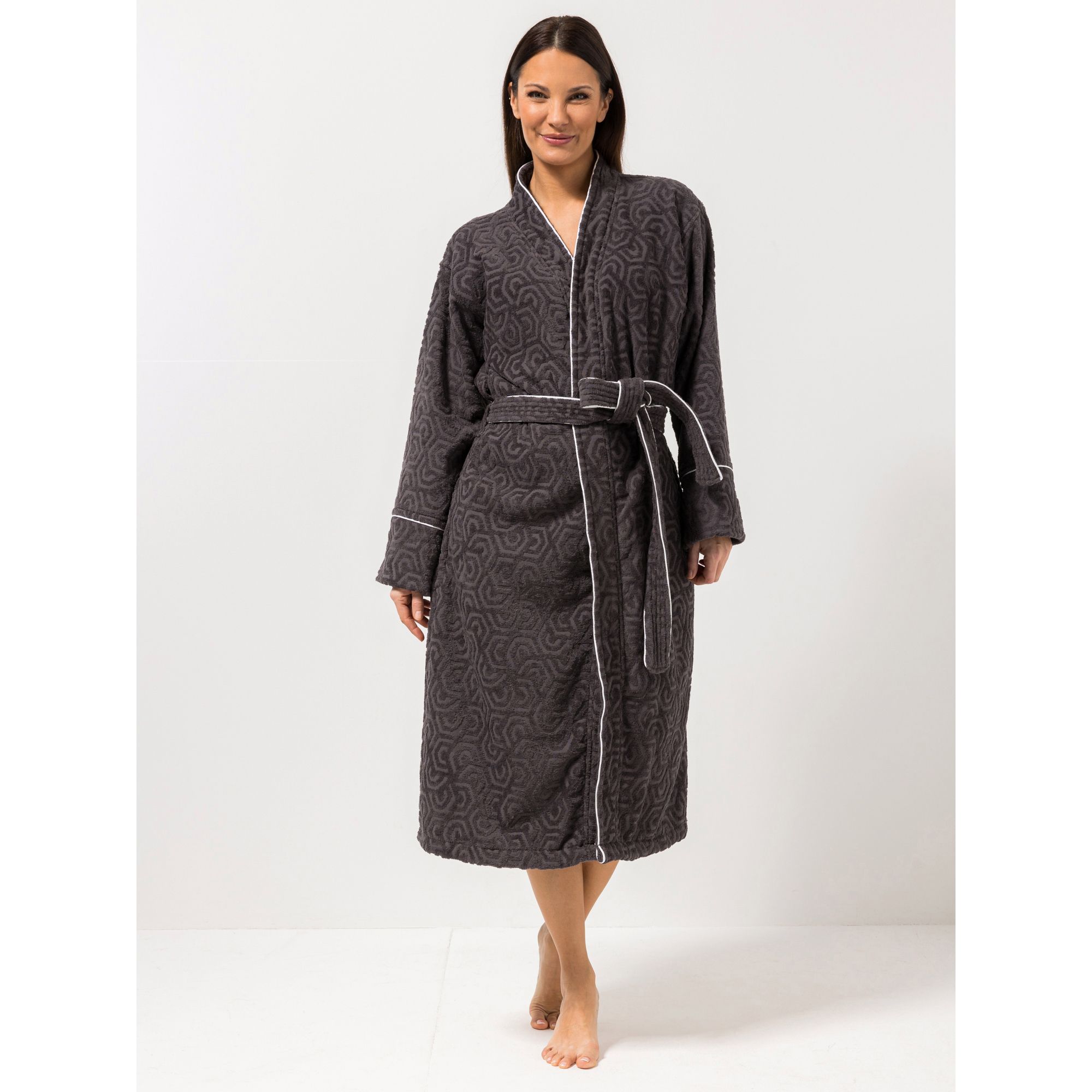 STEFFEN SCHRAUT Bademantel grafisches Design 100% Baumwolle Bindegürtel