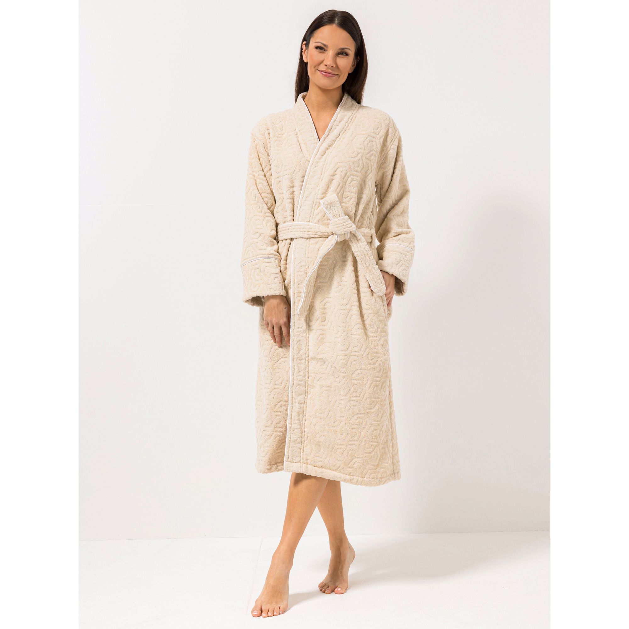 STEFFEN SCHRAUT Bademantel grafisches Design 100% Baumwolle Bindegürtel