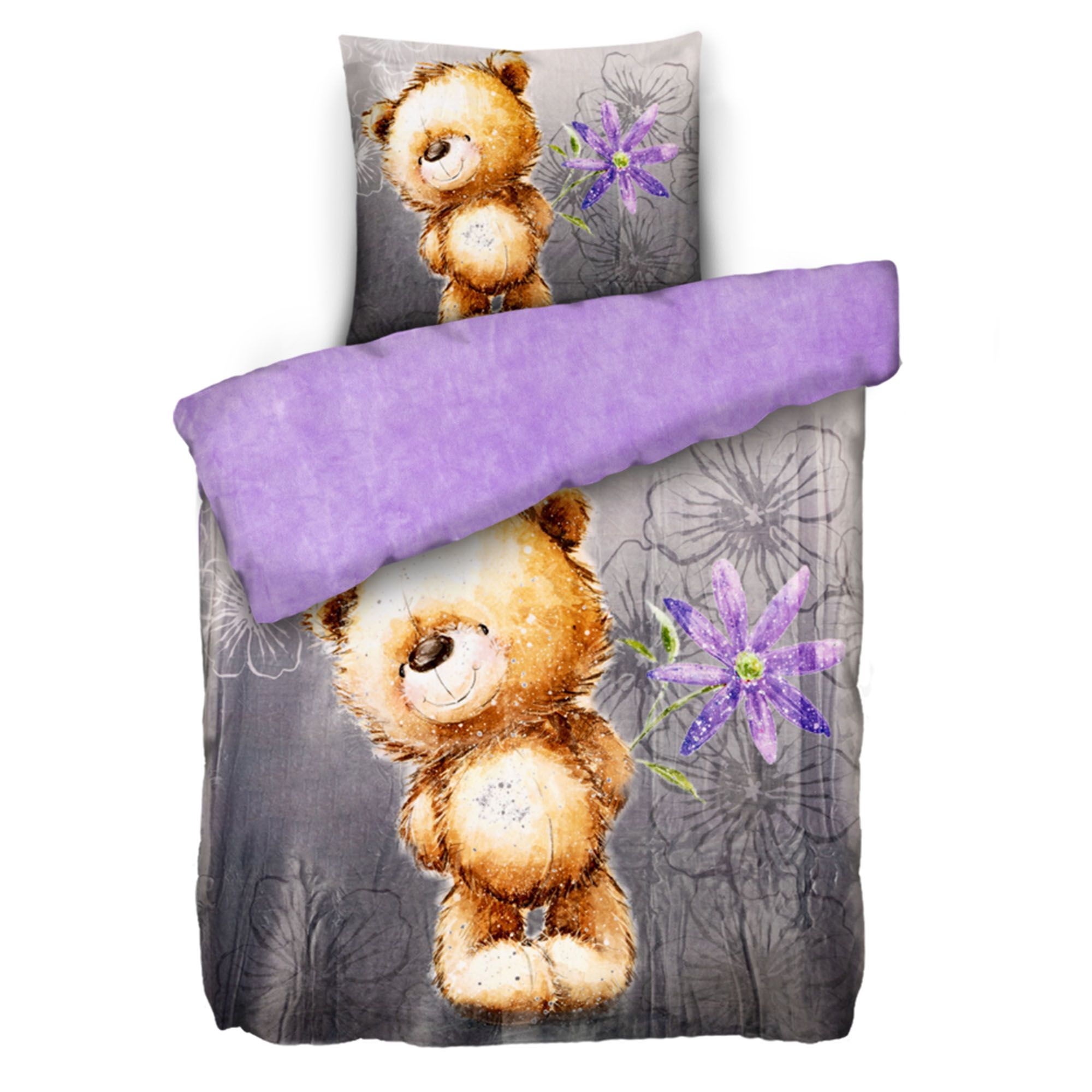 MONT CHALET Wendebettwäsche Teddymotiv Mikrofaser Chinchilla Einzelbett, 2tlg.