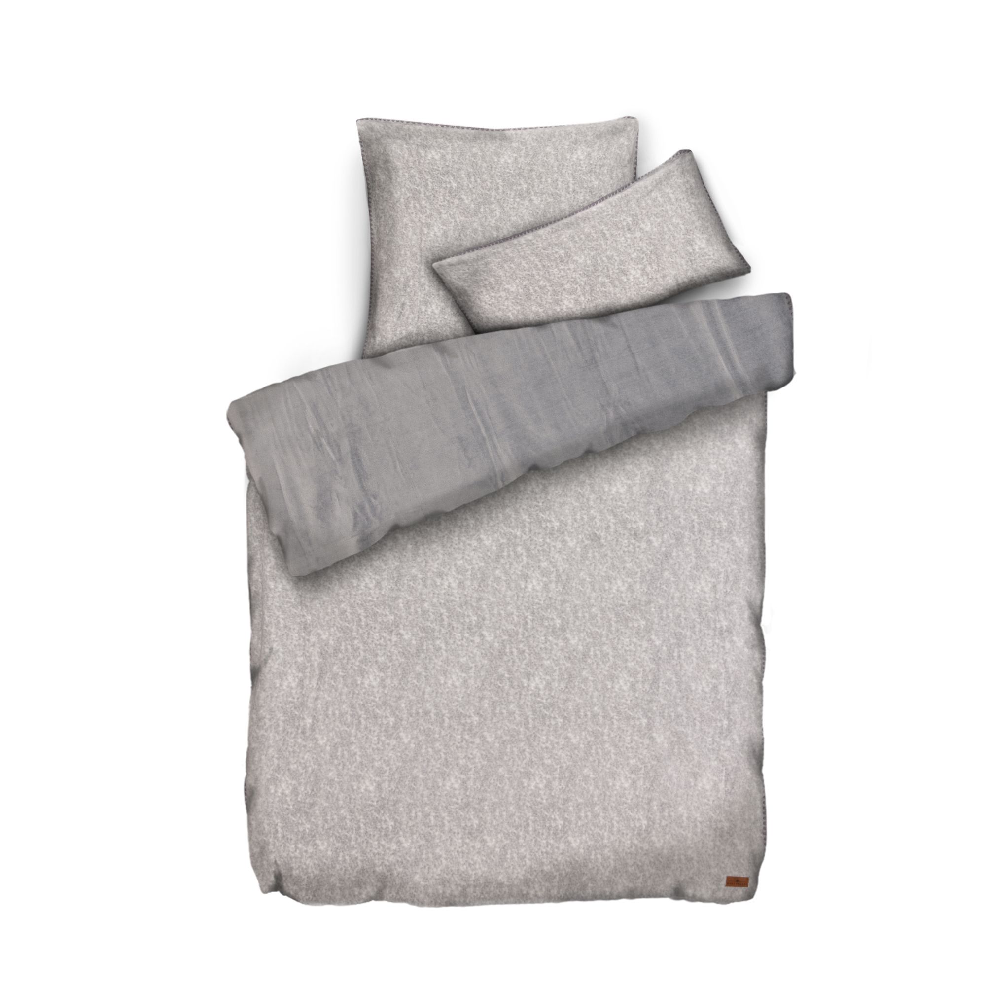 MONT CHALET Wendebettwäsche uni Melange Premium Flanell Einzelbett, 3tlg.