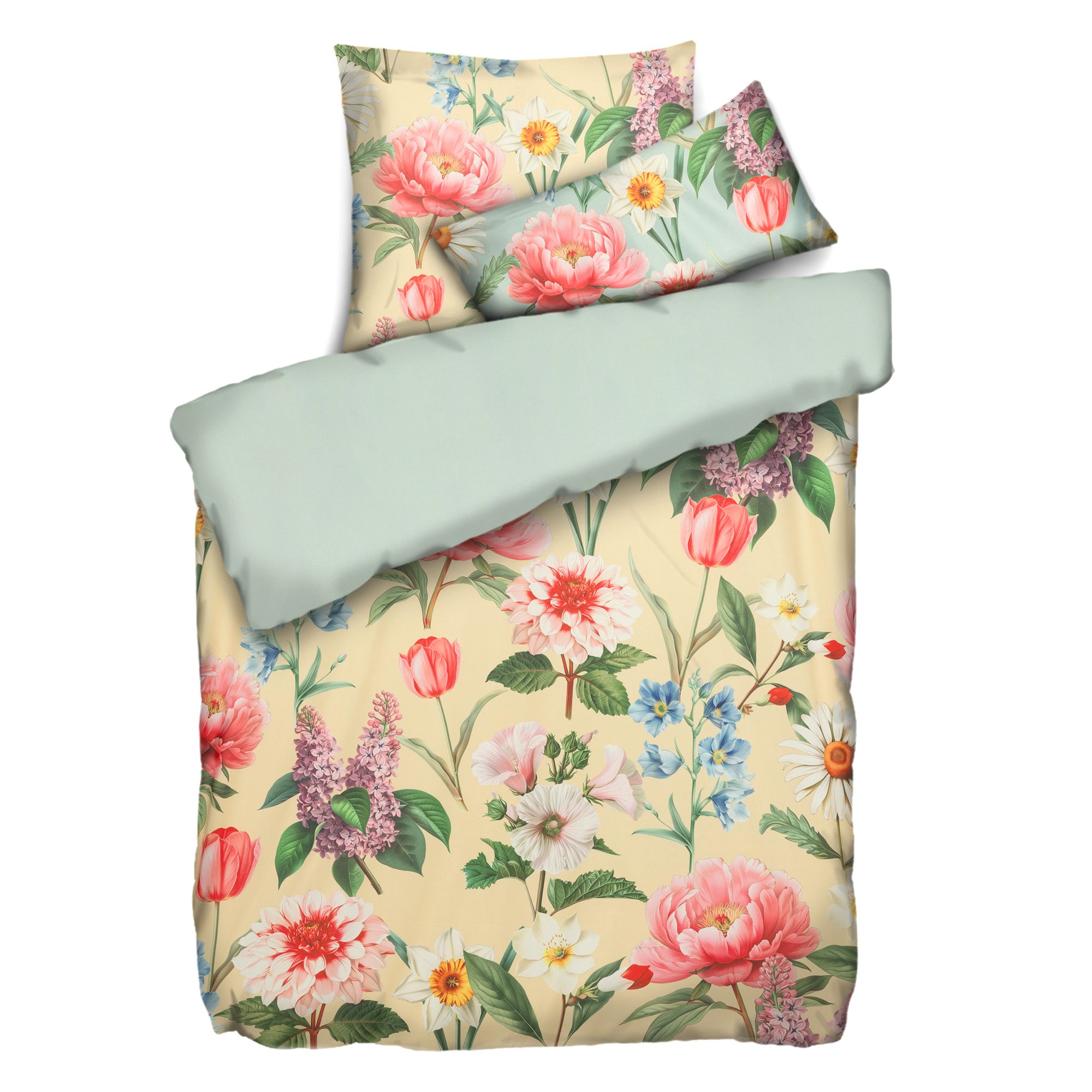 JERYMOOD Wendebettwäsche Sommerblumen Mikrofaser Jersey Einzelbett, 3tlg.