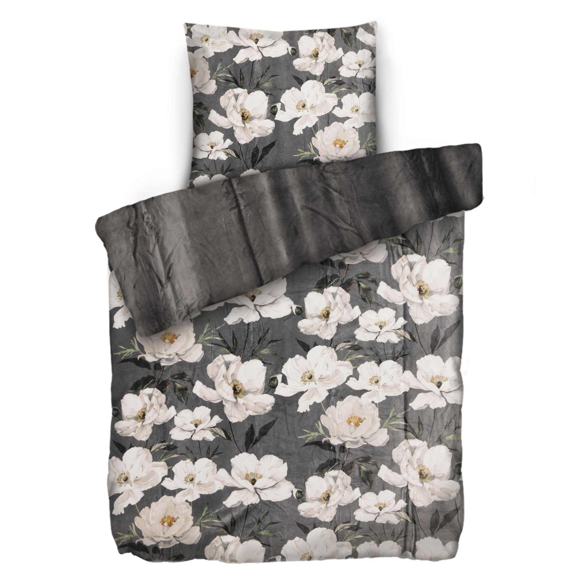 MONT CHALET Wendebettwäsche Blumen Mikrofaser Chinchilla Einzelbett, 2tlg.