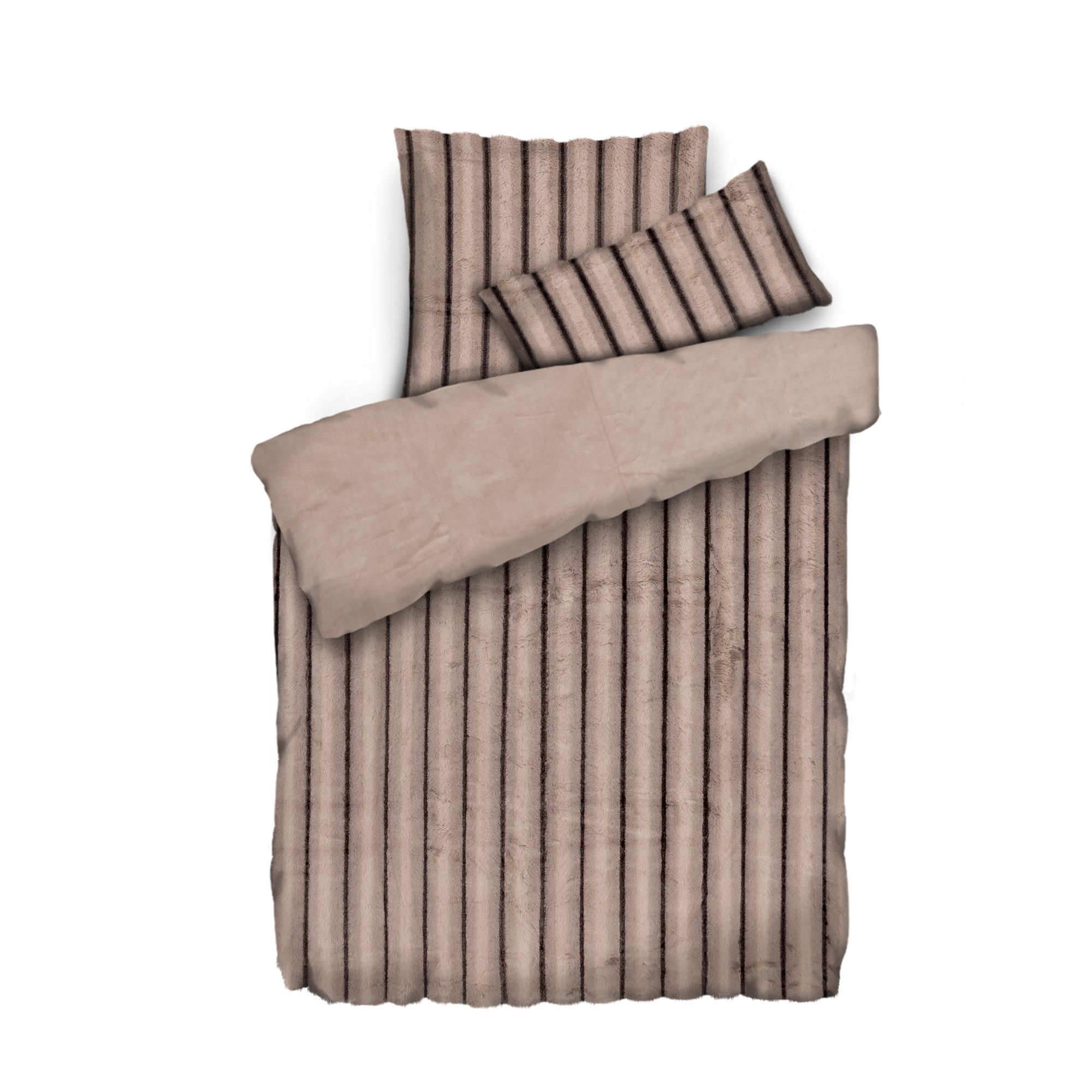 MONT CHALET Wendebettwäsche Jacquard Cord-Optik Mikrofaser Fellimitat Einzelbett, 3tlg.