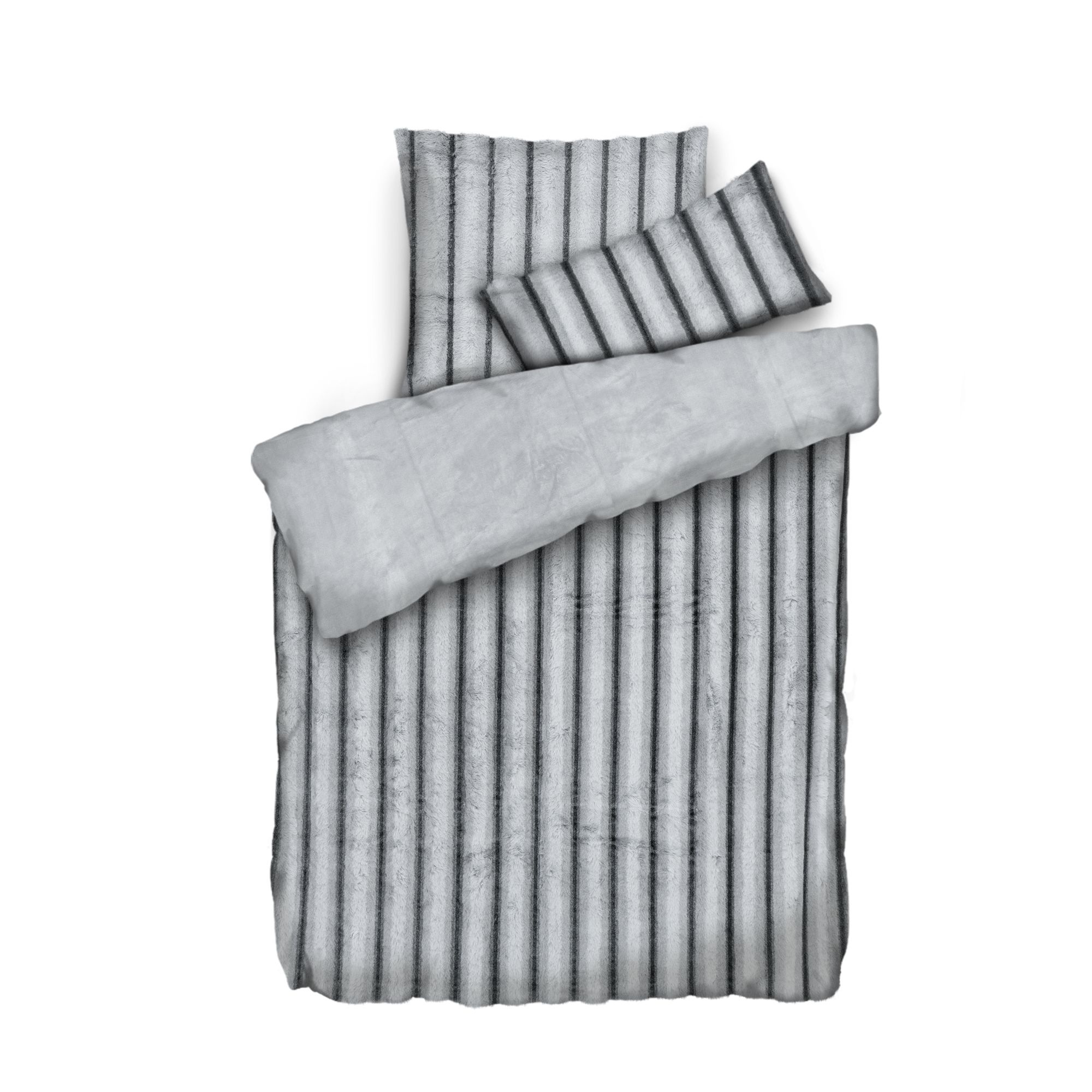 MONT CHALET Wendebettwäsche Jacquard Cord-Optik Mikrofaser Fellimitat Einzelbett, 3tlg.