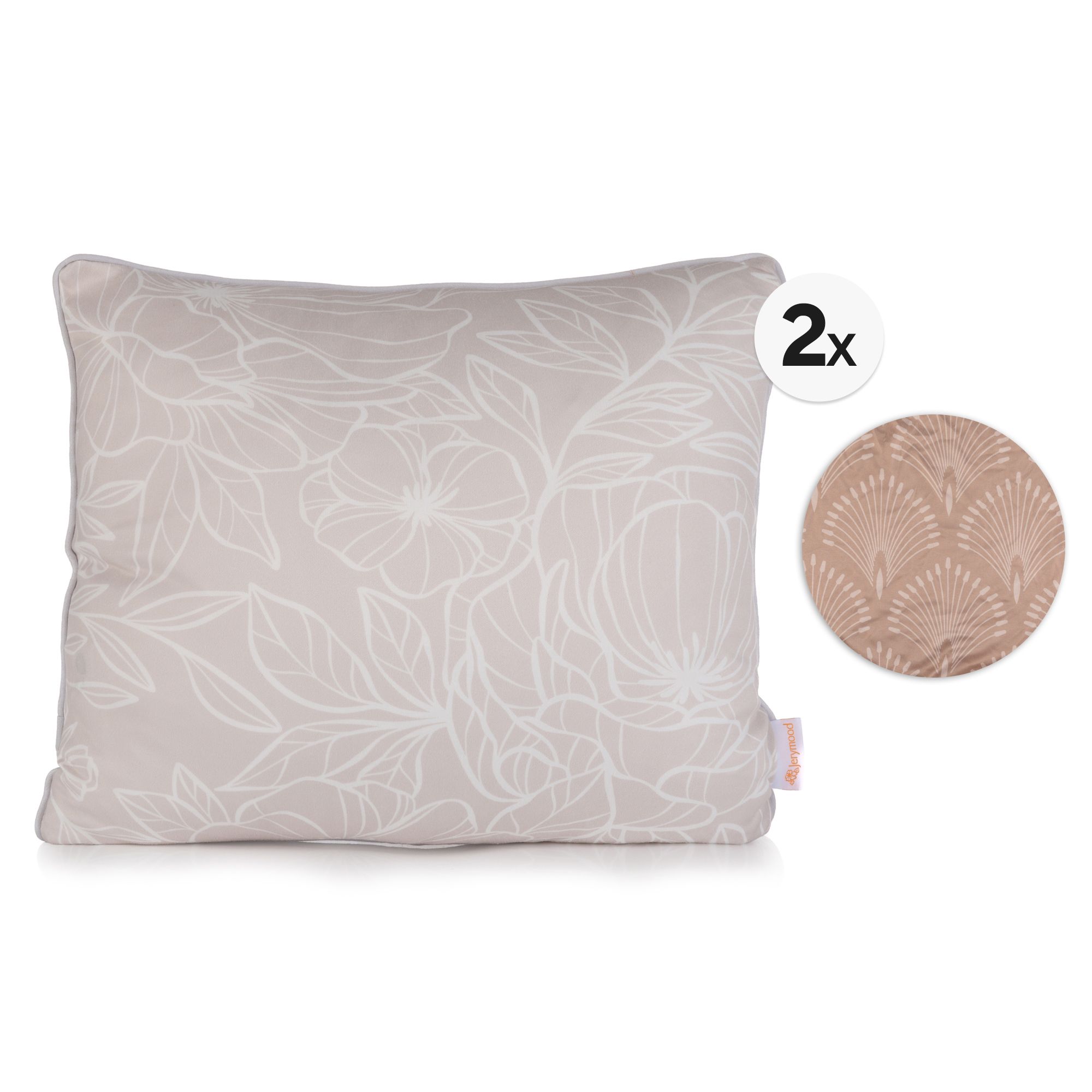 JERYMOOD 2 Kissenbezüge Blumen & Grafik Mikrofaser Jersey ca 40x40cm