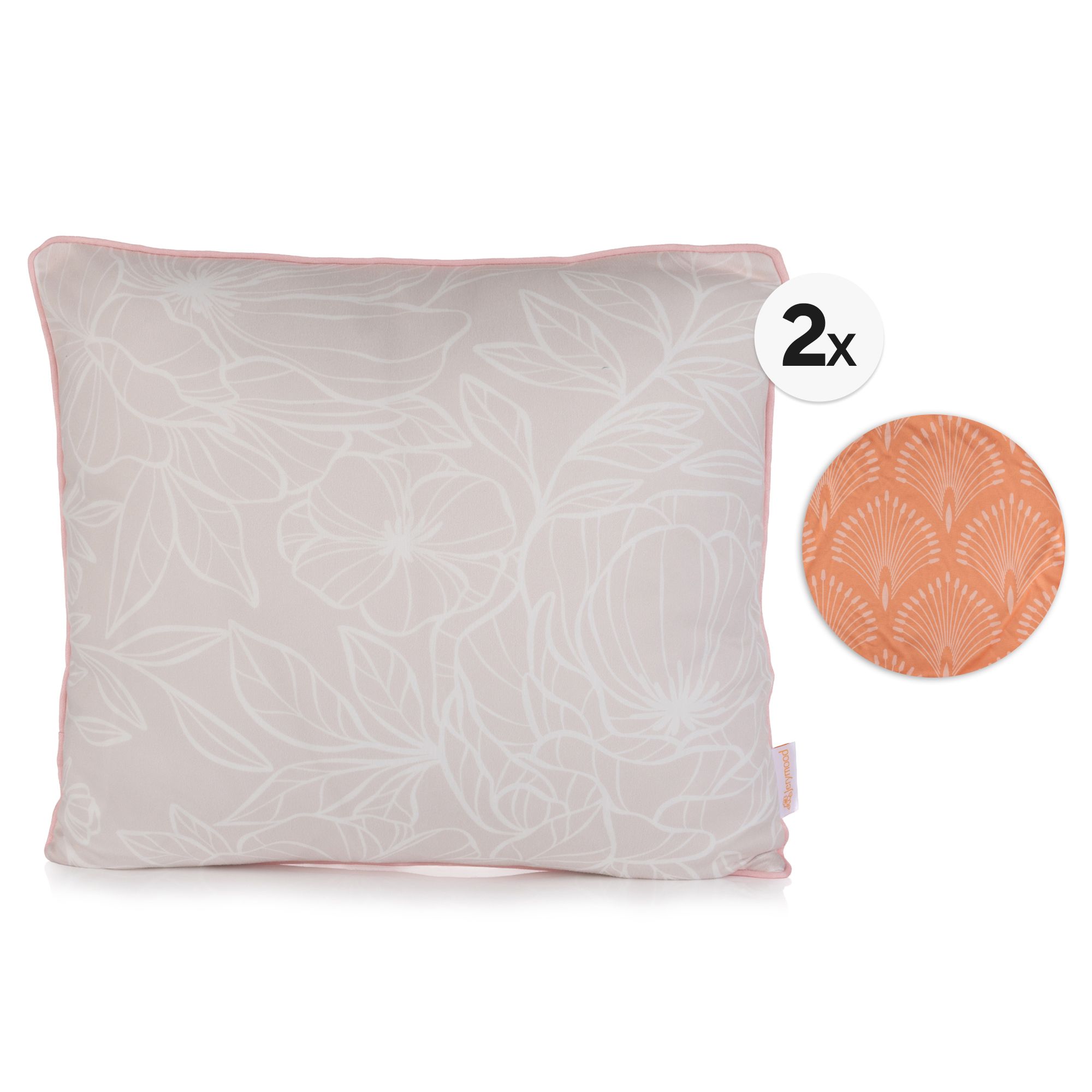 JERYMOOD 2 Kissenbezüge Blumen & Grafik Mikrofaser Jersey ca 40x40cm