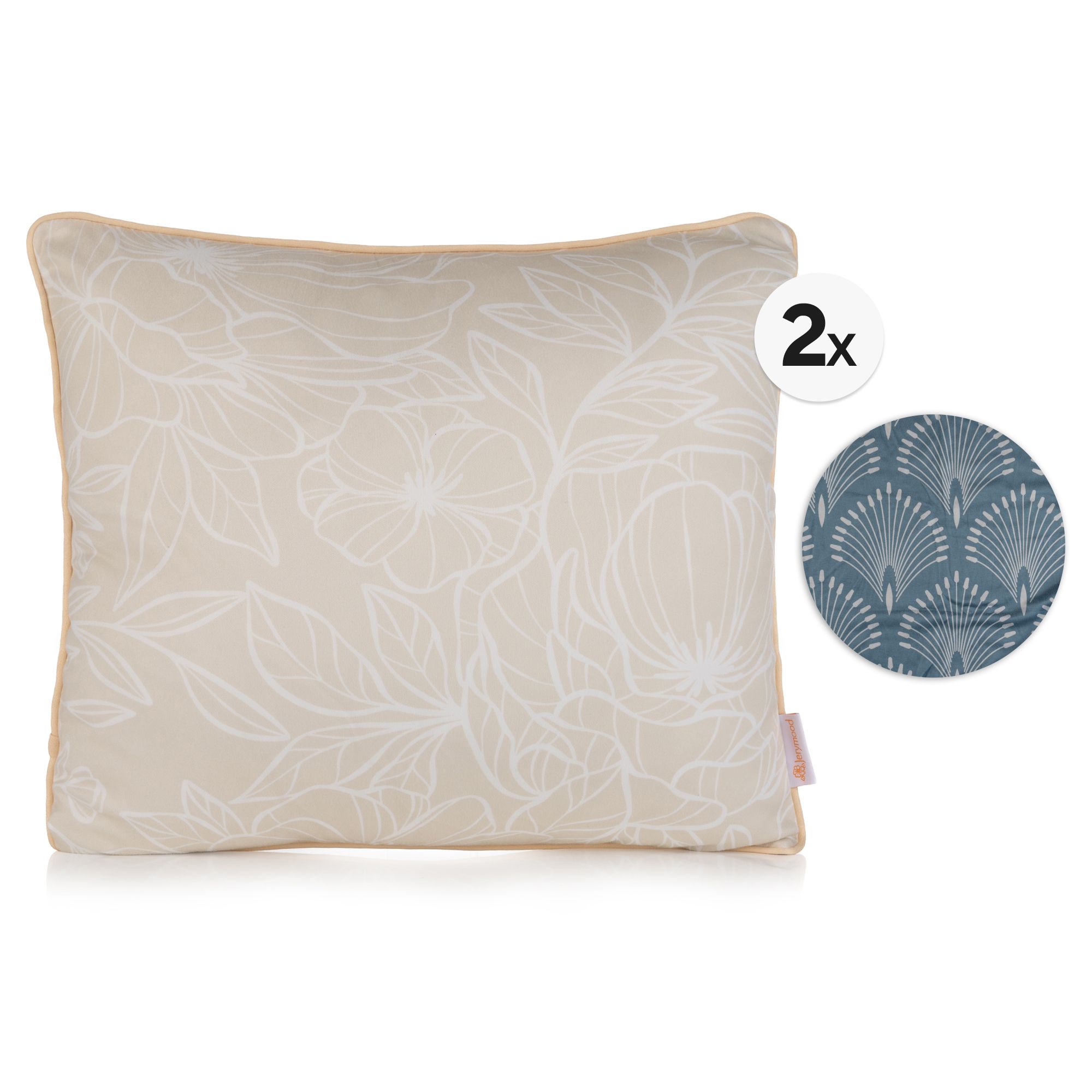 JERYMOOD 2 Kissenbezüge Blumen & Grafik Mikrofaser Jersey ca 40x40cm