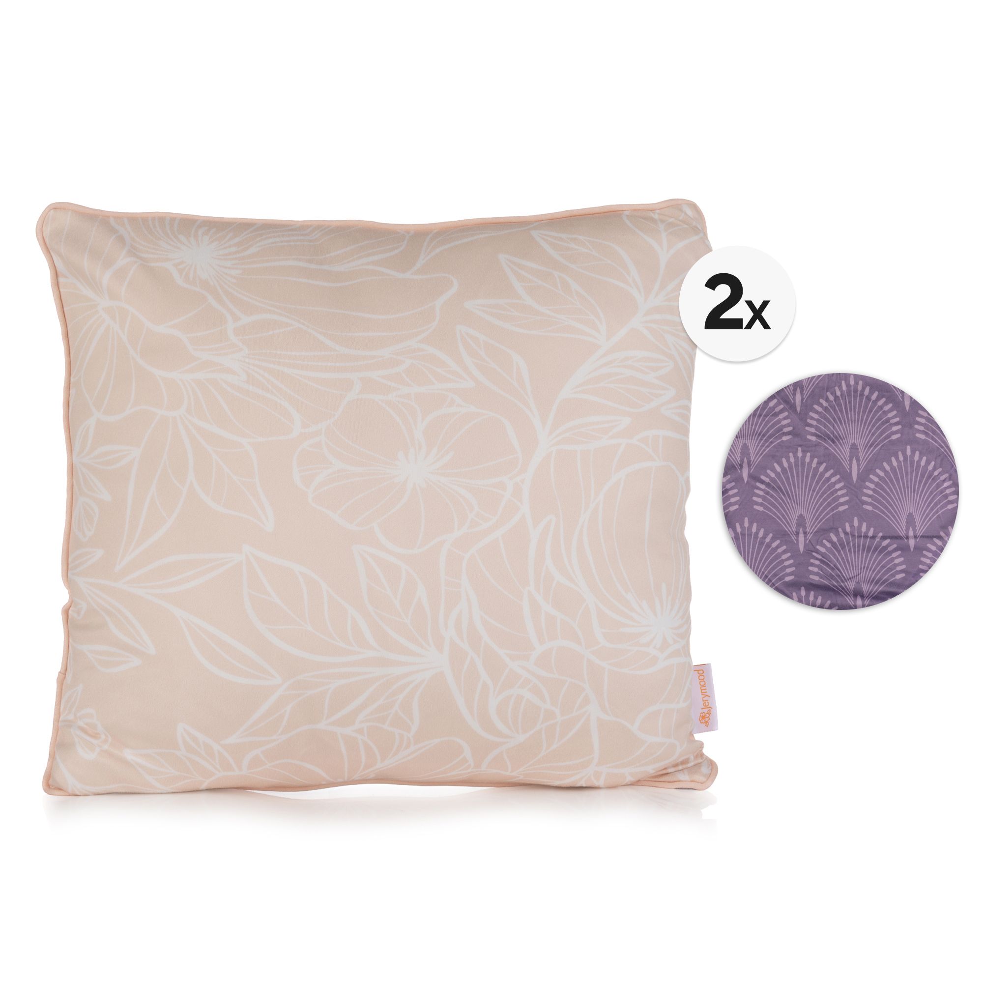 JERYMOOD 2 Kissenbezüge Blumen & Grafik Mikrofaser Jersey ca 40x40cm