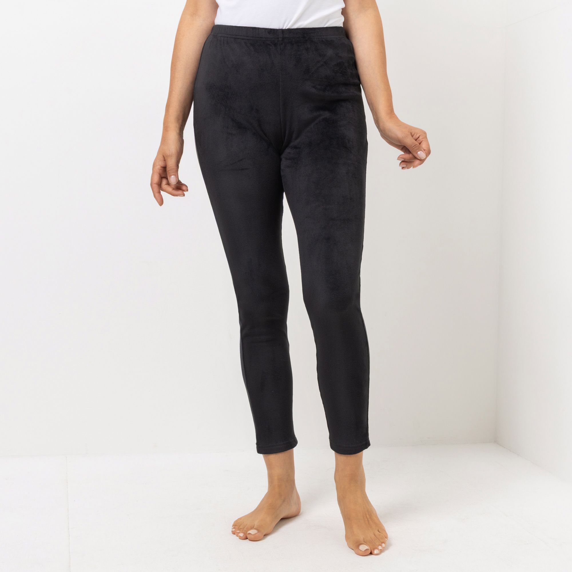 MONT CHALET Damen-Leggins uni Mikrofaser Samtfell Slim-Fit
