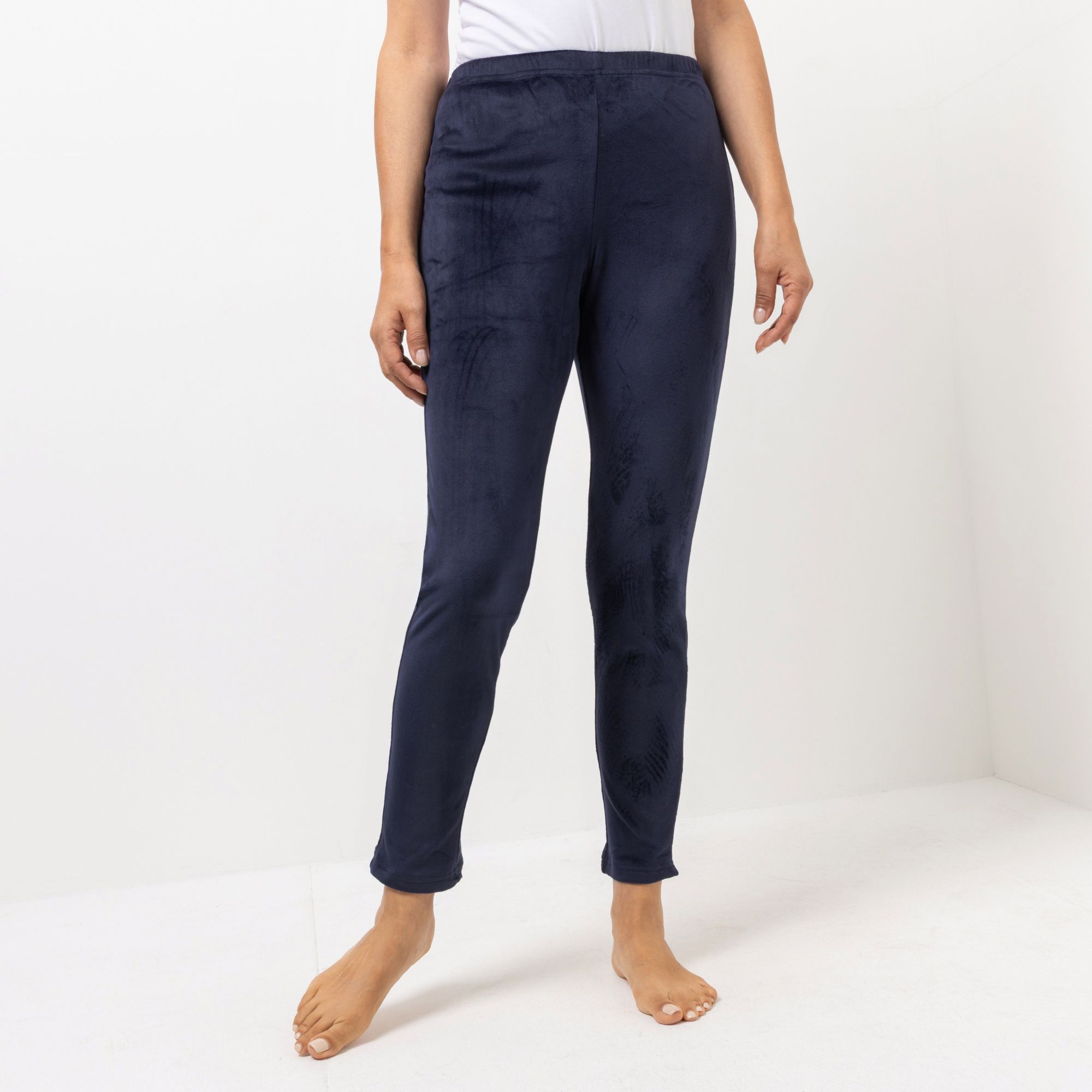 MONT CHALET Damen-Leggins uni Mikrofaser Samtfell Slim-Fit