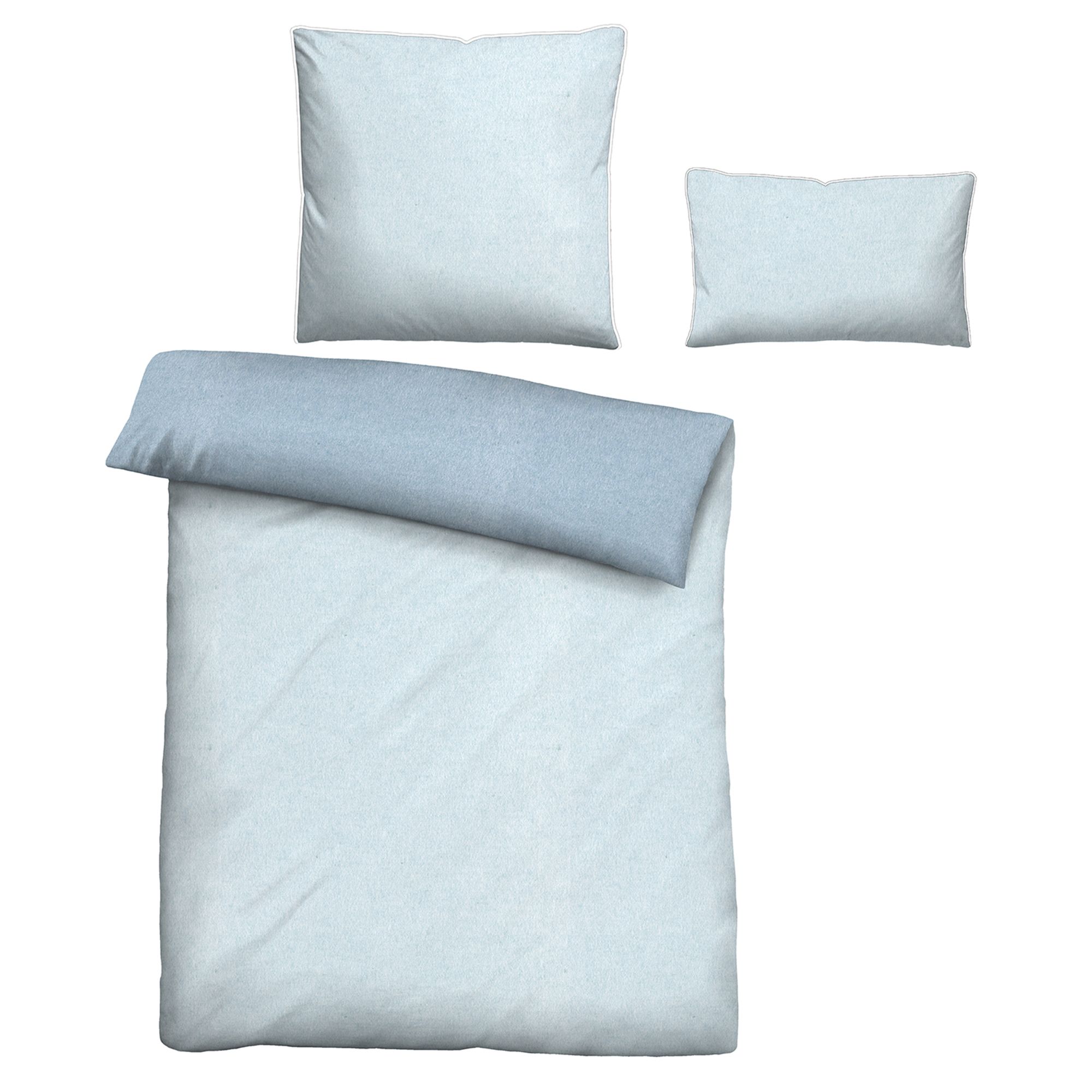 biberna® Wendebettwäsche uni Melange Baumwoll Flanell Einzelbett, 3tlg.