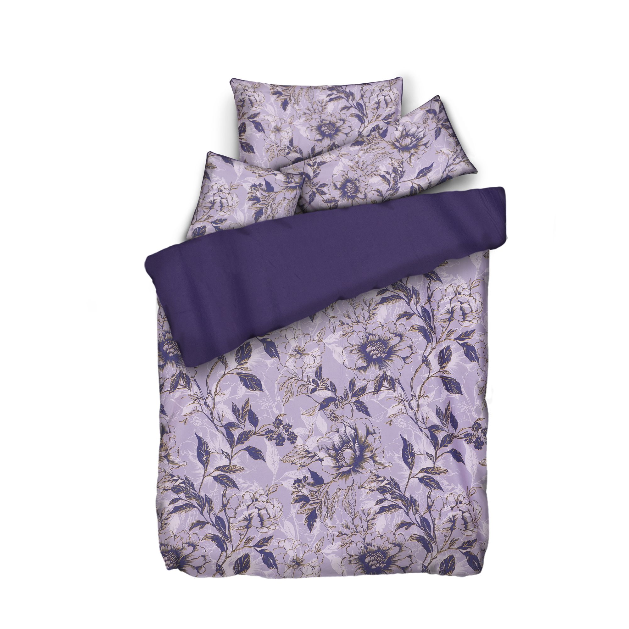 WINTERENGEL Wendebettwäsche Blumen / Paspel Mikrofaser Flanell Einzelbett, 4tlg.