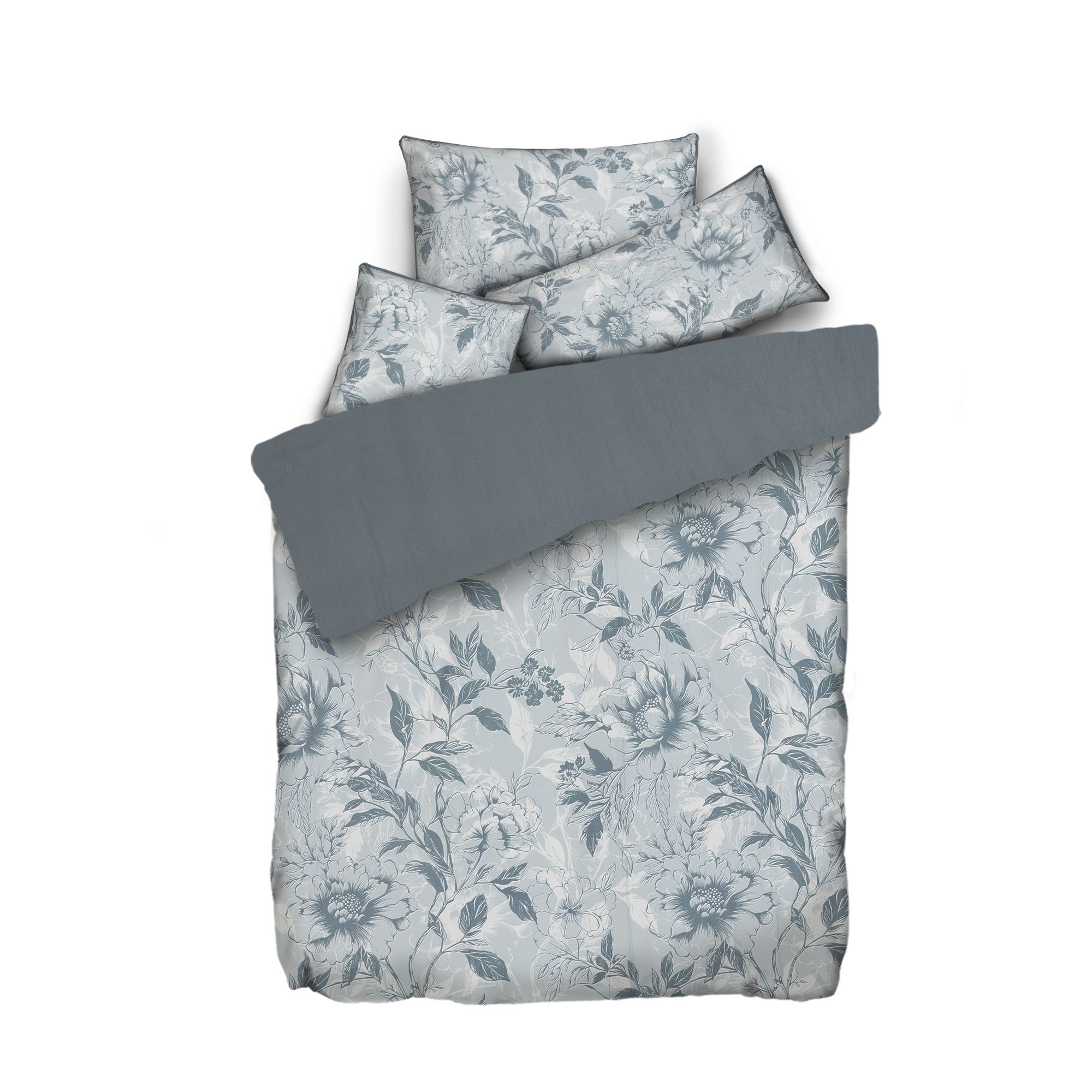 WINTERENGEL Wendebettwäsche Blumen / Paspel Mikrofaser Flanell Einzelbett, 4tlg.