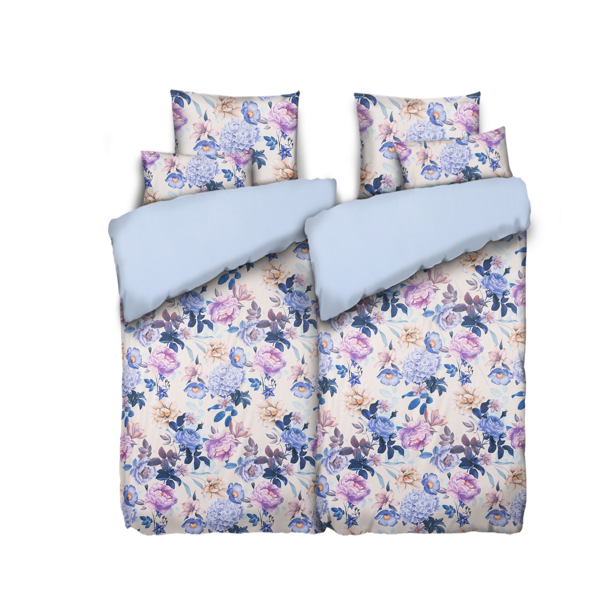 JERYMOOD Wendebettwäsche Blume Klimaband Mikrofaser Jersey Doppelbett, 6tlg.