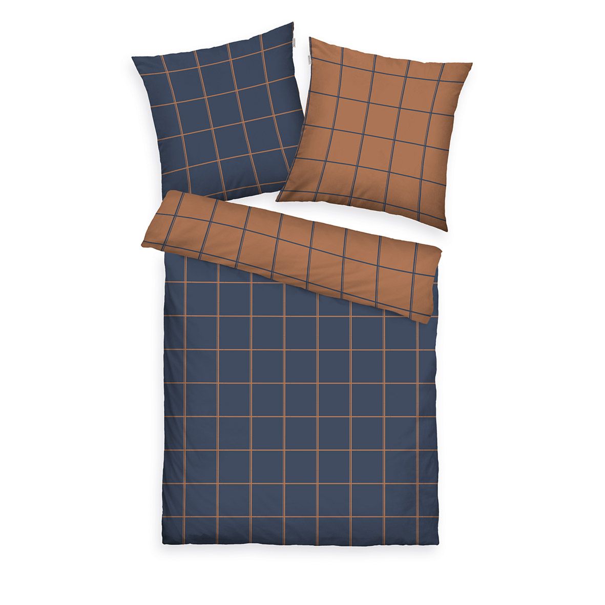 TOM TAILOR Wendebettwäsche klassisches Karo Baumwoll Flanell Einzelbett, 2tlg.