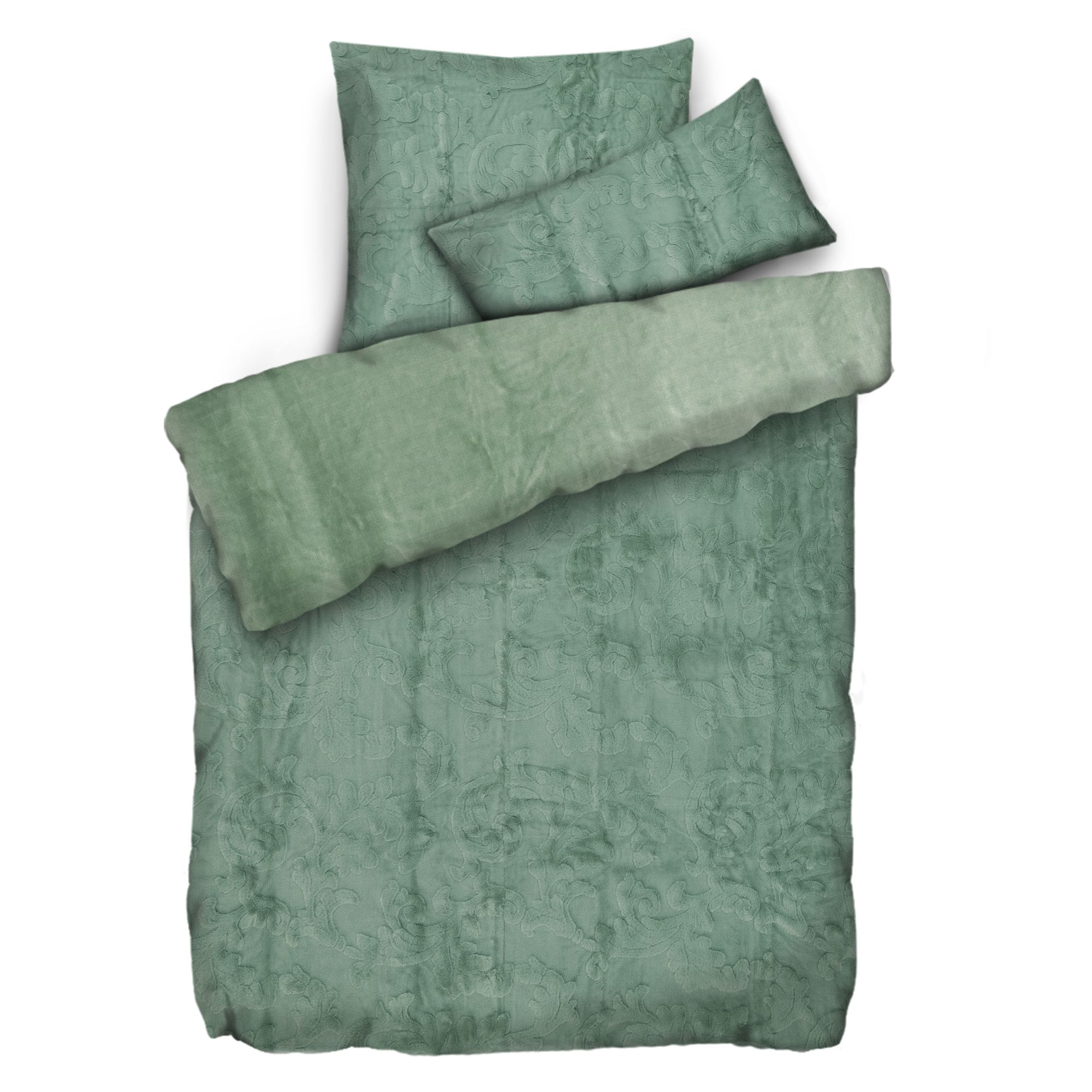 MONT CHALET Wendebettwäsche geprägte Ornamente Mikrofaser Chinchilla Einzelbett, 3tlg.