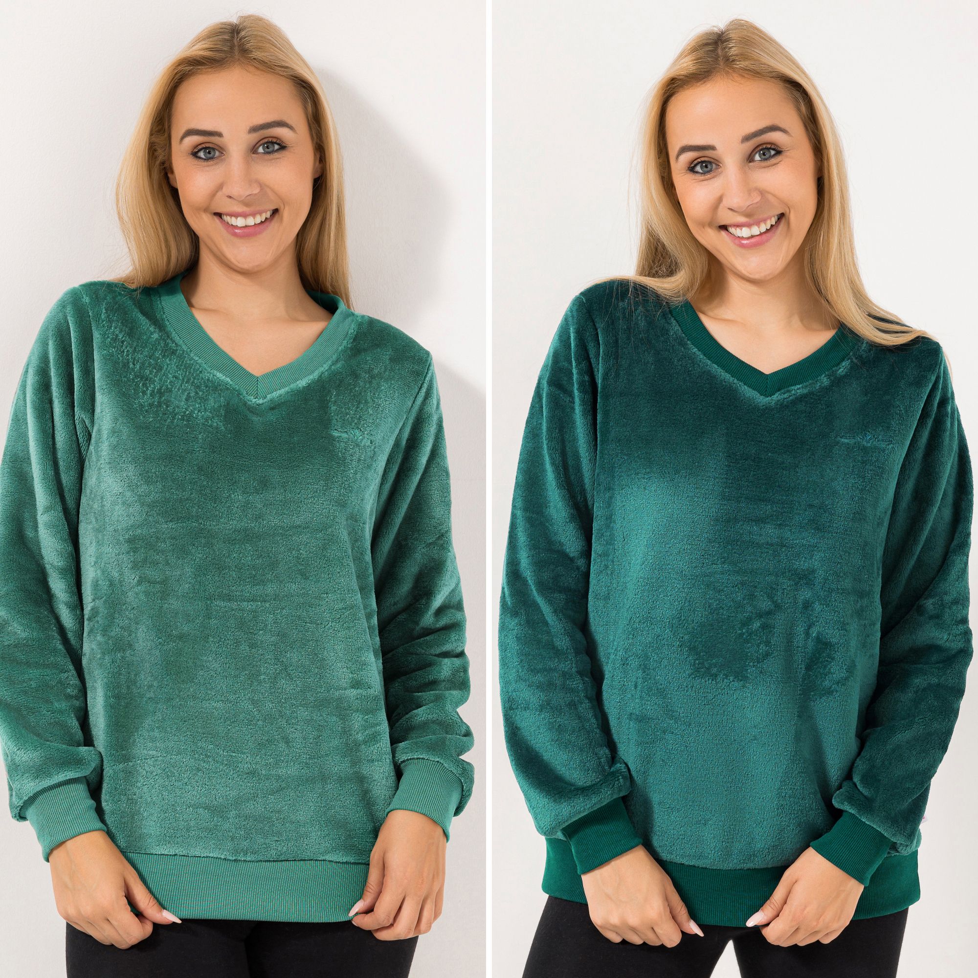 MONT CHALET 2 Damen-Pullover Farbmix Mikrofaser Chinchilla V-Ausschnitt