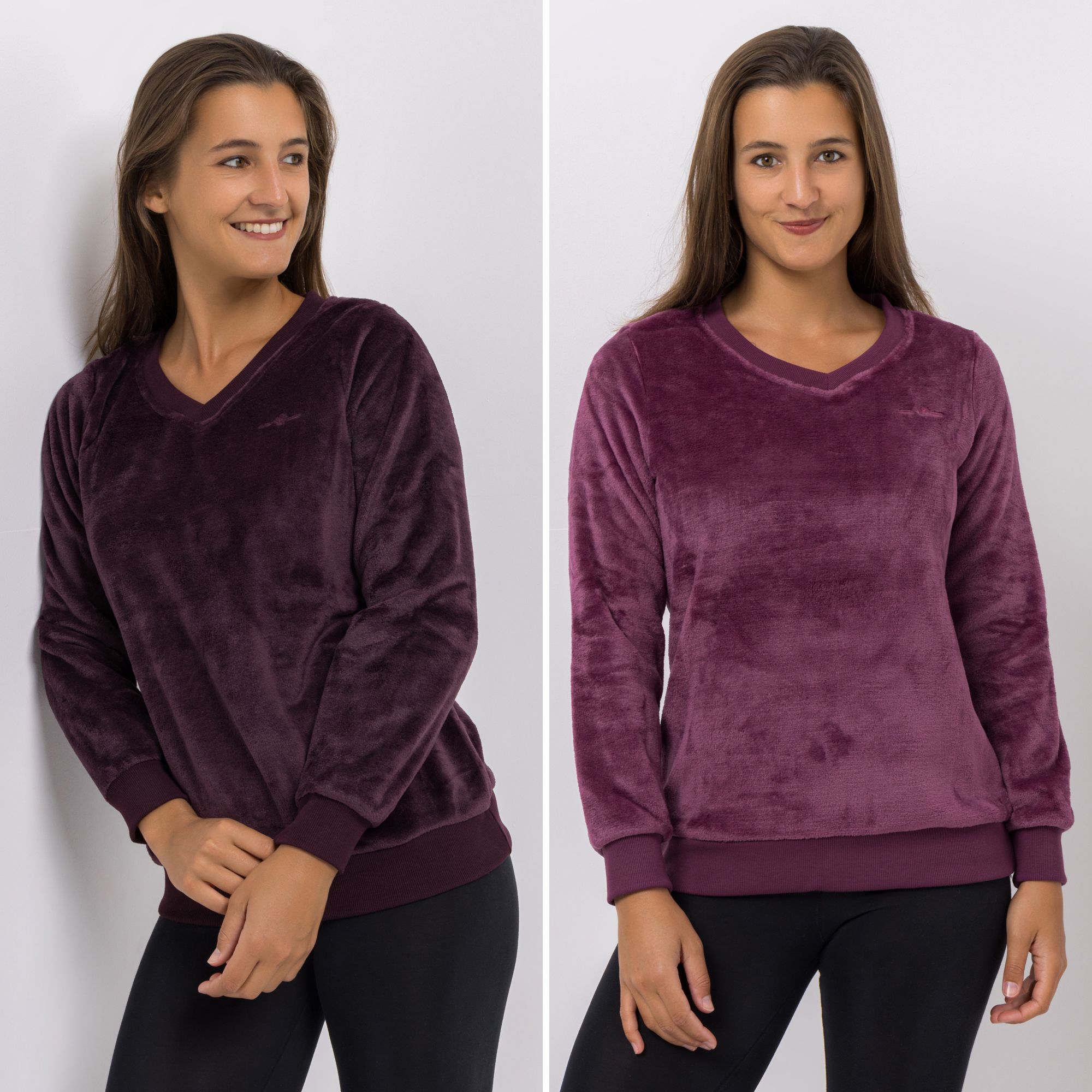 MONT CHALET 2 Damen-Pullover Farbmix Mikrofaser Chinchilla V-Ausschnitt