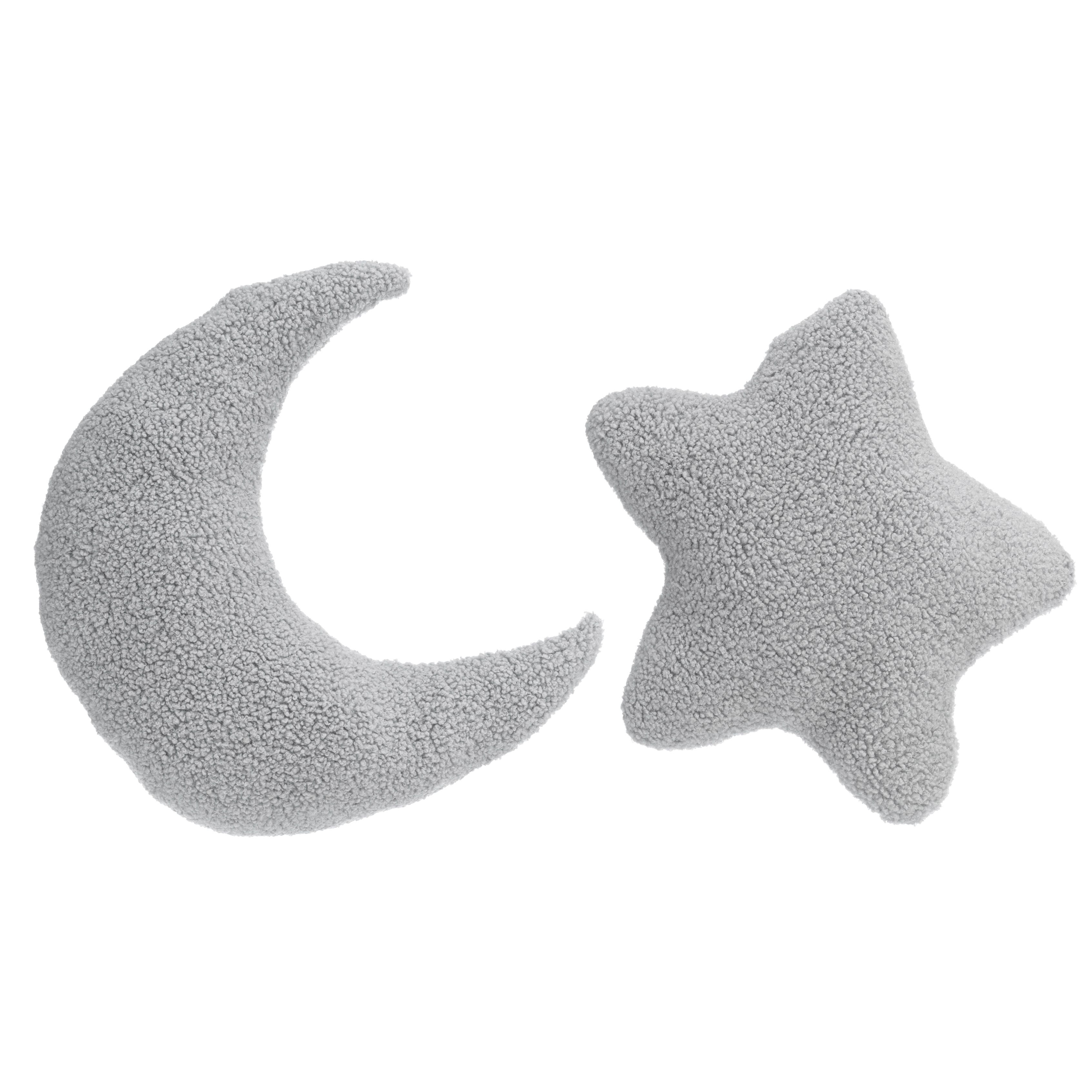 COZEE HOME 2 Dekokissen Mond & Stern Teddy Bouclé waschbar, ca. 48x48cm