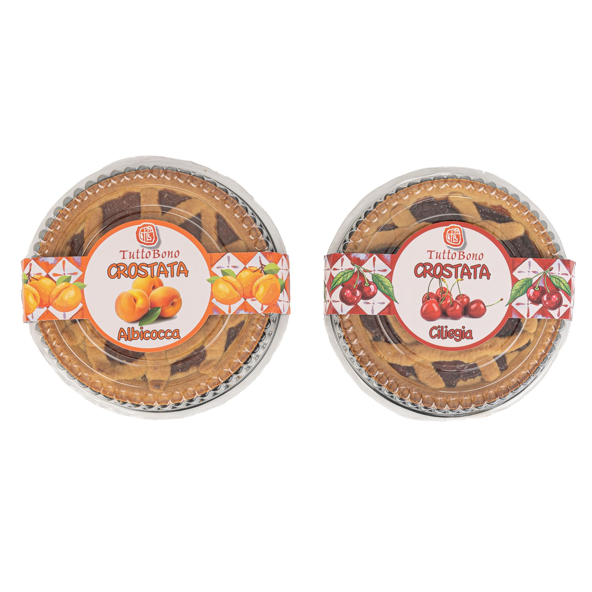 TUTTOBONO® Crostata 2er Set italienische Kuchen Kirsche & Aprikose Inhalt 2x 440g