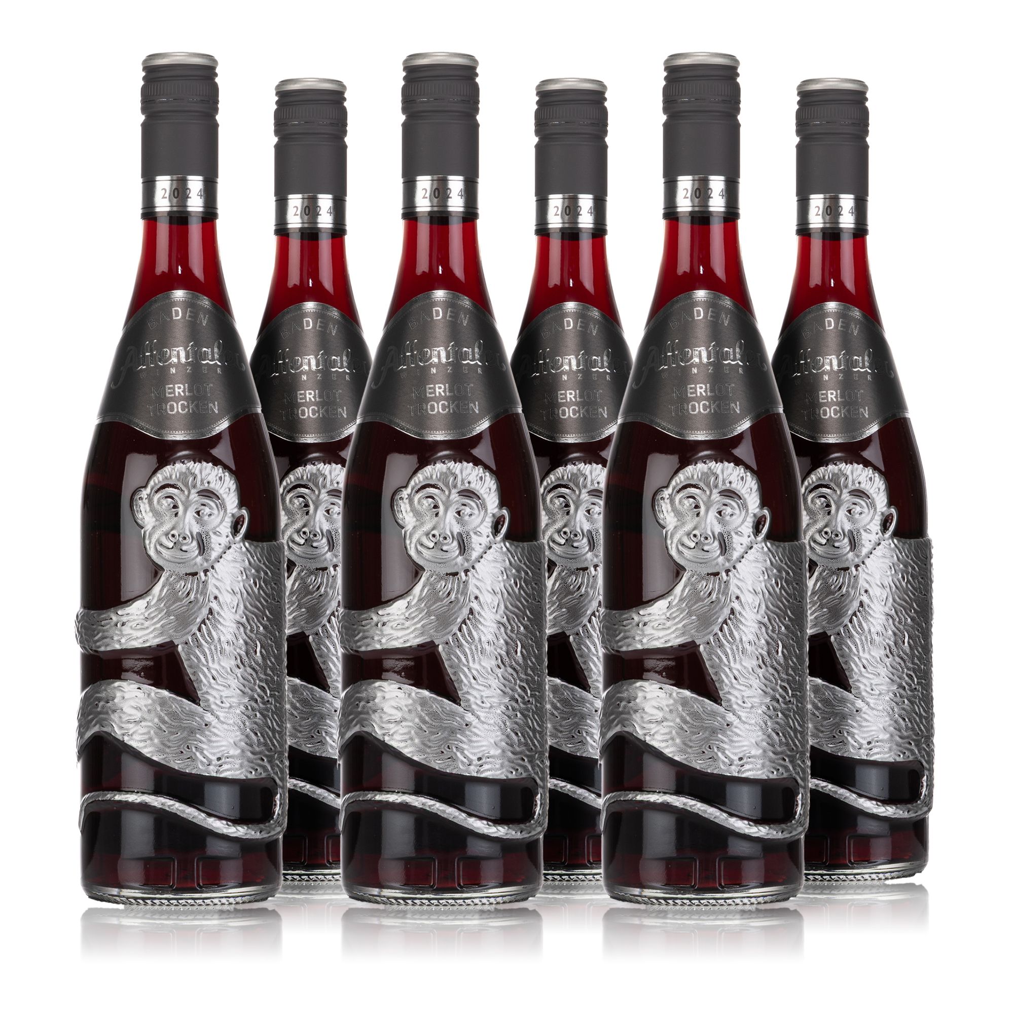 AFFENTALER WEIN 6 Affenflaschen Merlot trocken Jahrgang 2024/2025 exklusiv bei QVC