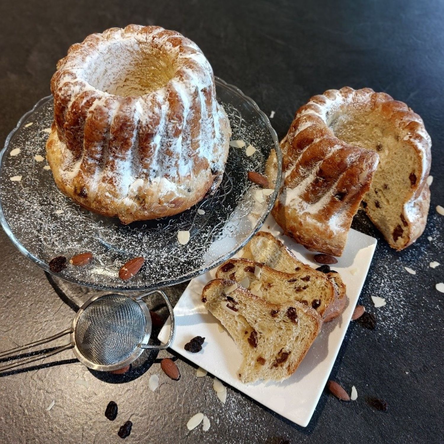 BÄCKEREI DREHER Elsässer Gugelhupf mit Rosinen & Mandeln Inhalt 2x 550g exklusiv bei QVC