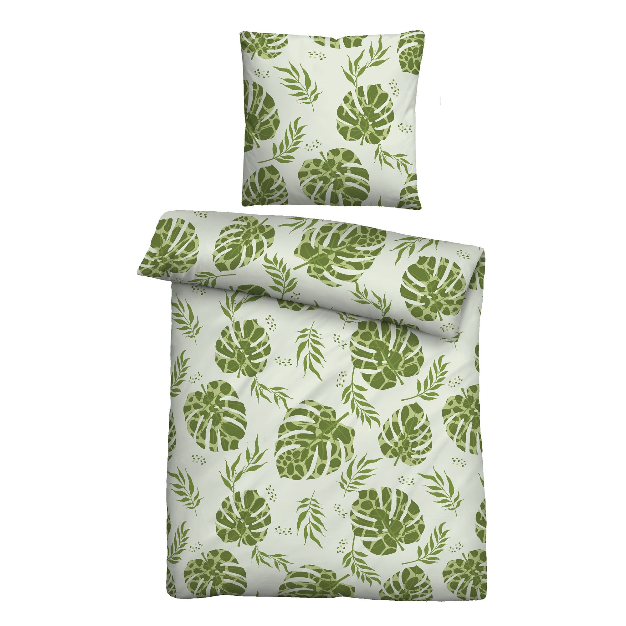 Castell® Betttwäsche tropical Blätter Baumwoll Linon Einzelbett, 2tlg.