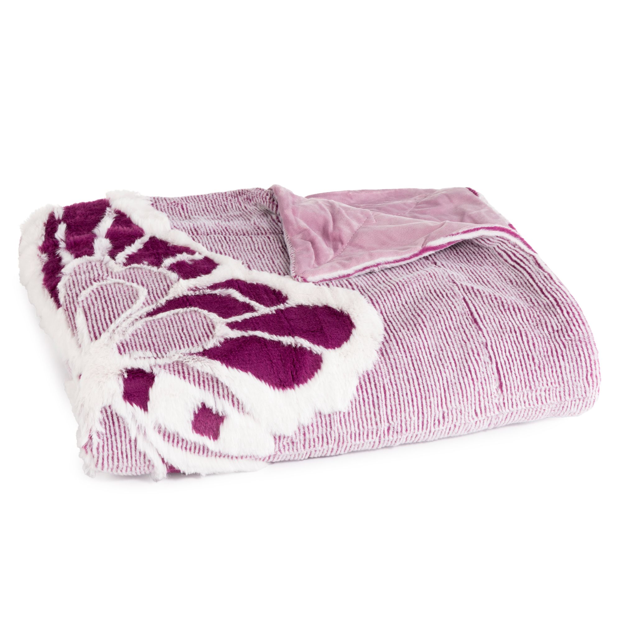 MONT CHALET leichtes Plaid Schmetterlinge Lammfellimitat hoch/tief, 150x200cm